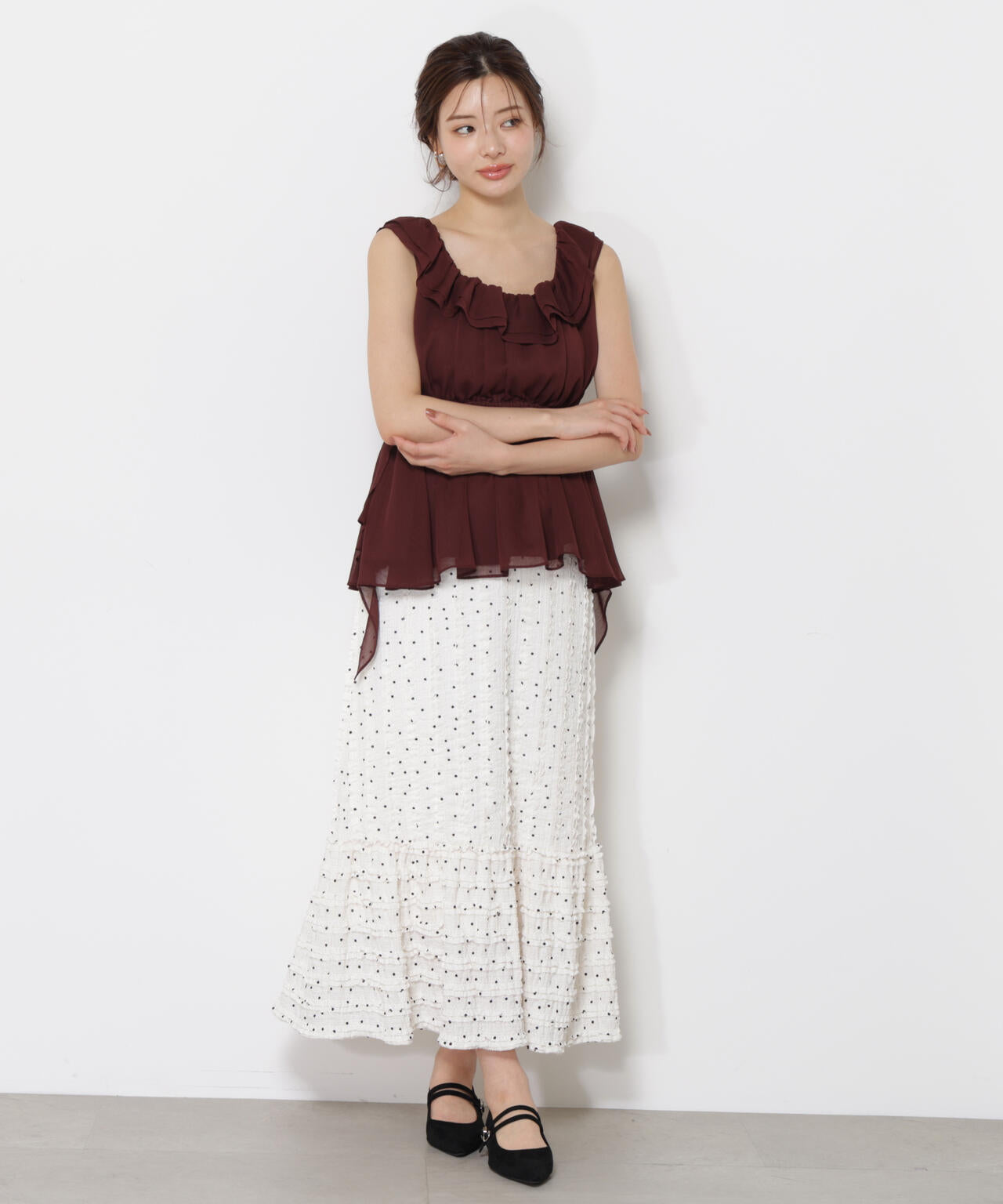 <ウォッシャブル>フリルギャザーブラウス