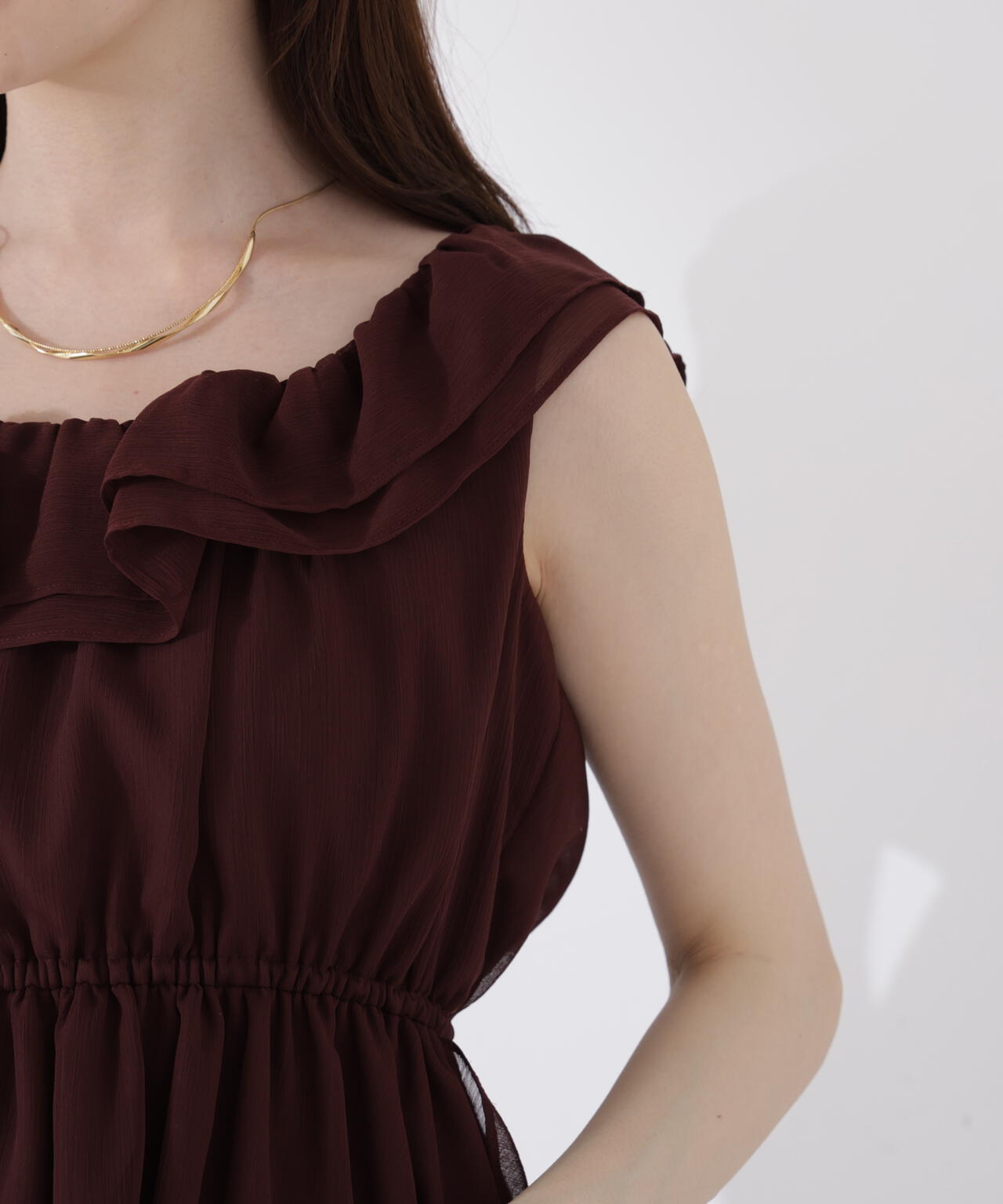 <ウォッシャブル>フリルギャザーブラウス