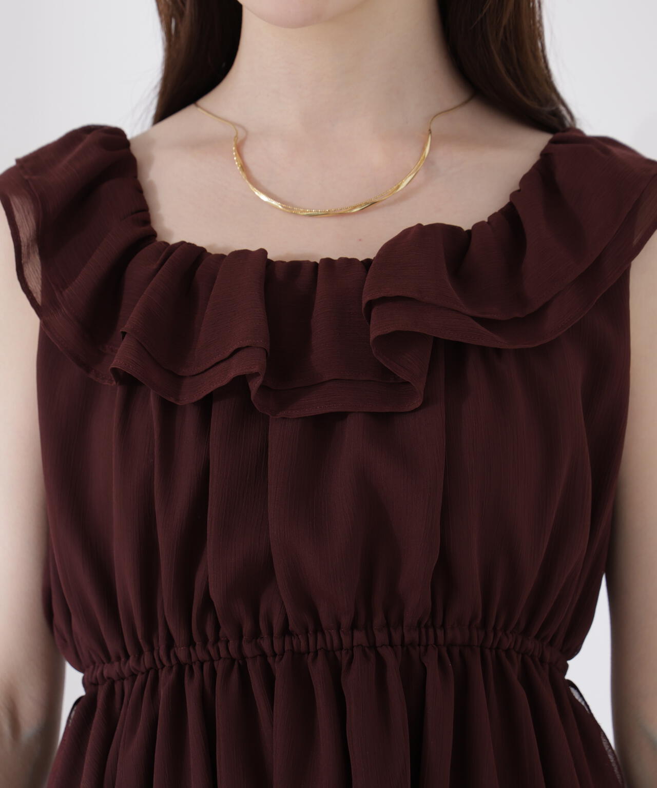 <ウォッシャブル>フリルギャザーブラウス