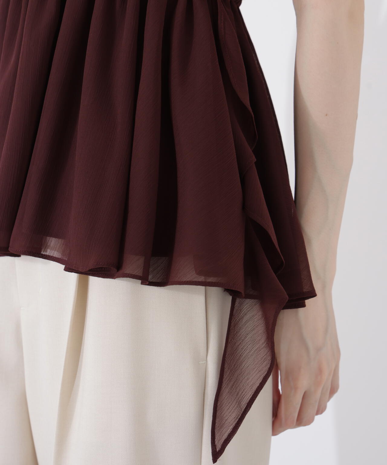 <ウォッシャブル>フリルギャザーブラウス