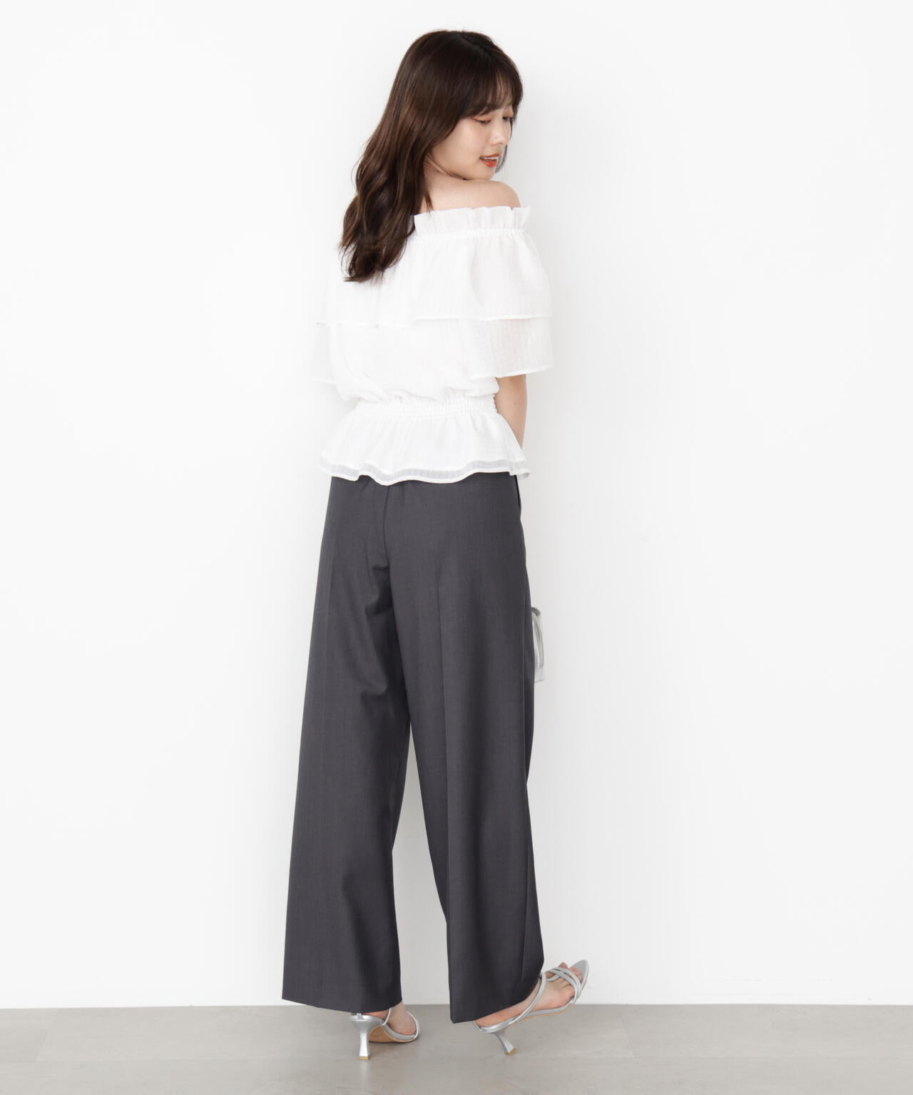 <ウォッシャブル>2wayギャザーペプラムブラウス