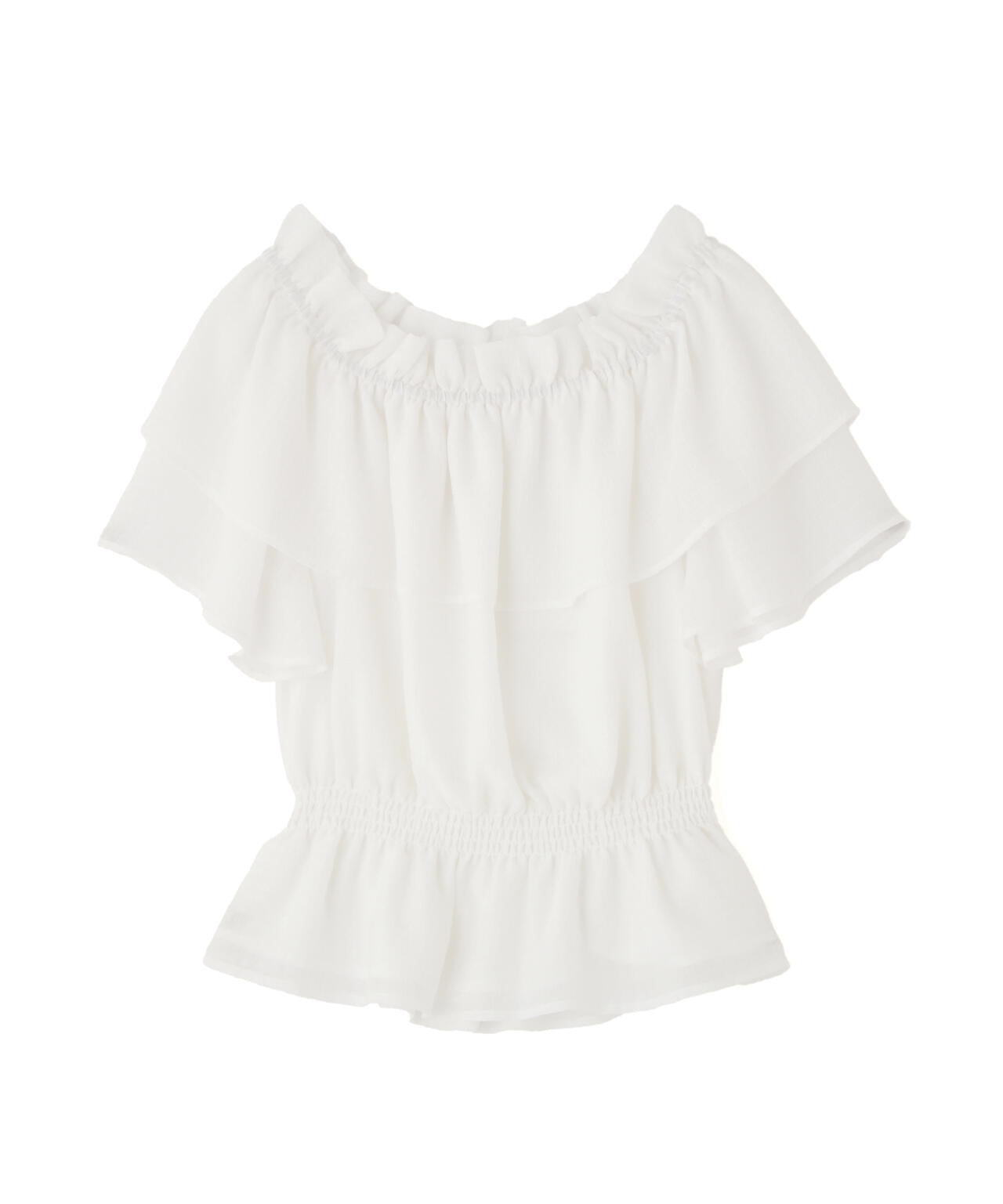 <ウォッシャブル>2wayギャザーペプラムブラウス