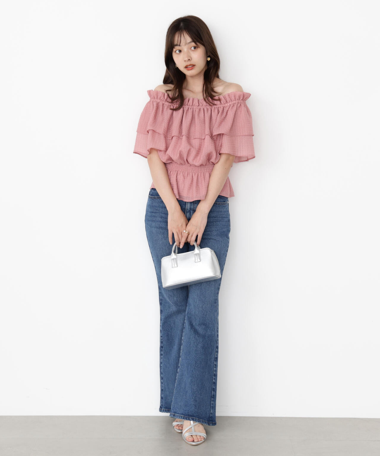 <ウォッシャブル>2wayギャザーペプラムブラウス