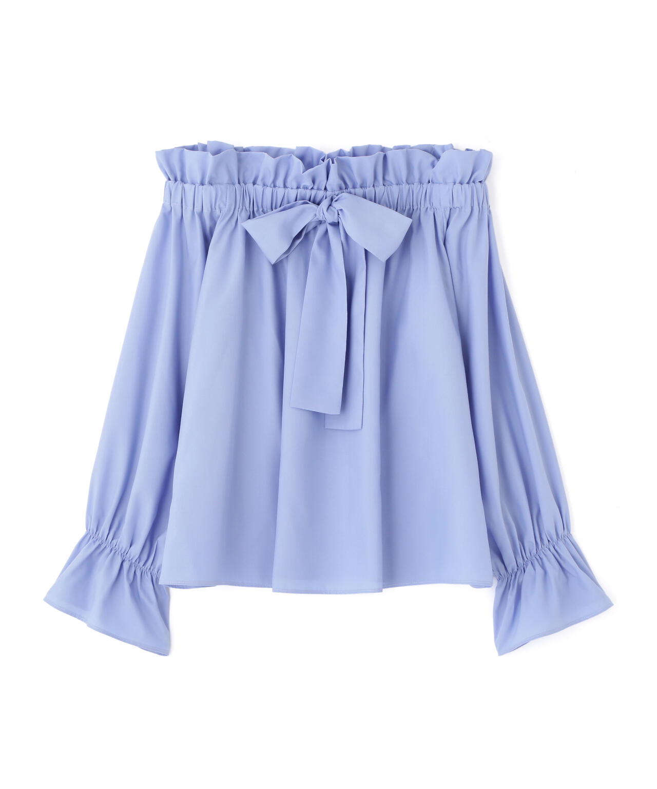 <ウォッシャブル>リボン付きオフショルブラウス