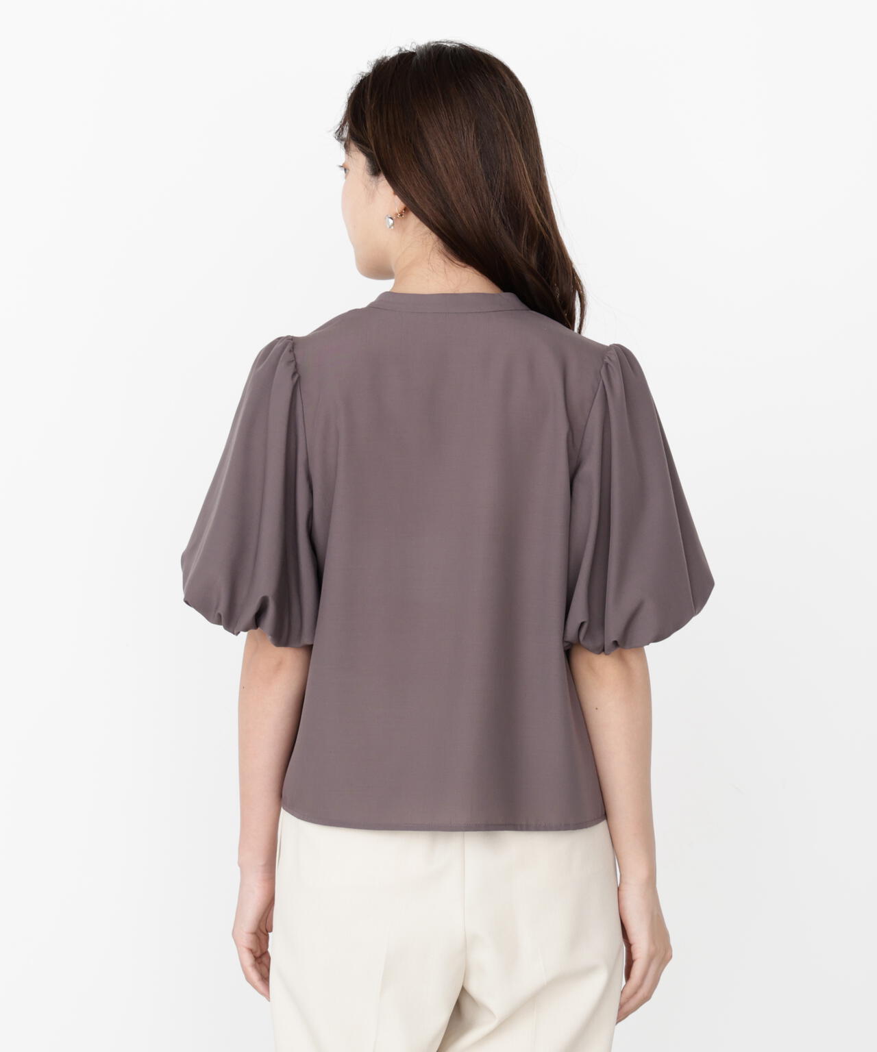 <ウォッシャブル>バルーンタックブラウス
