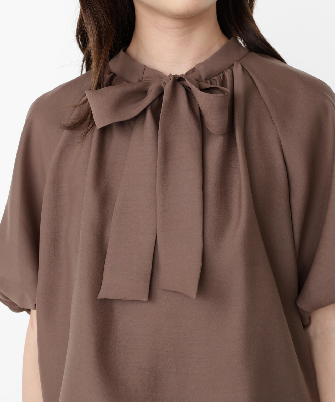 バルーンスリーブリボンブラウス