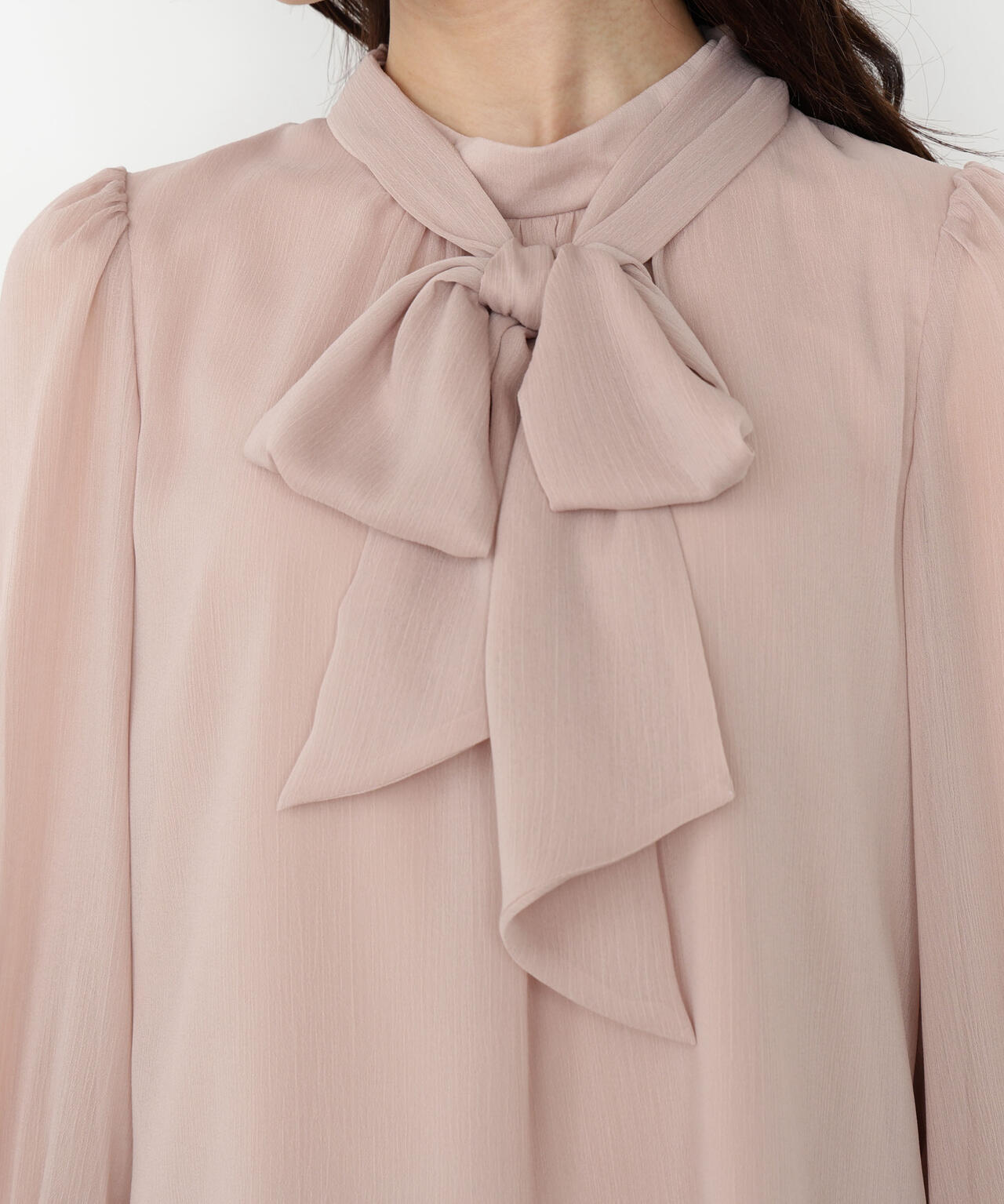 <ウォッシャブル>ビッグリボン楊柳ブラウス