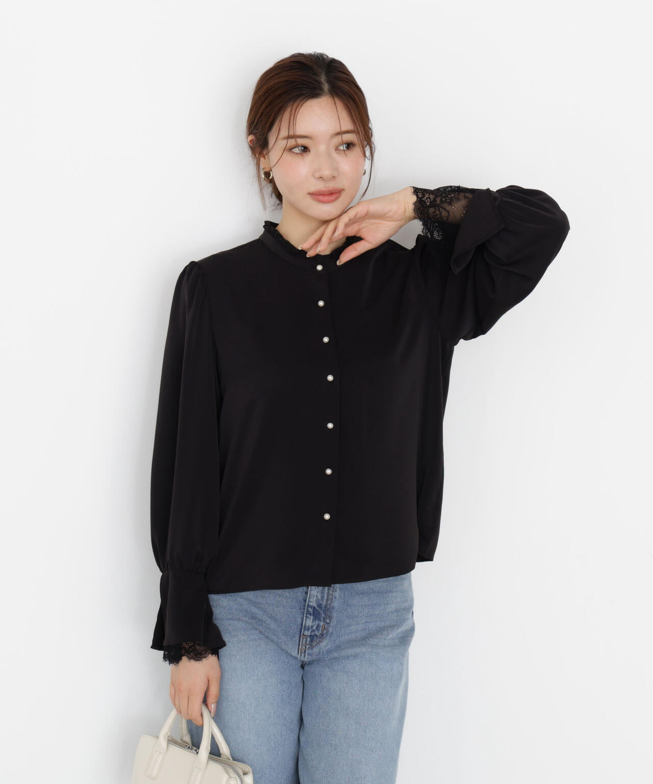 キャンディースリーブパールブラウス
