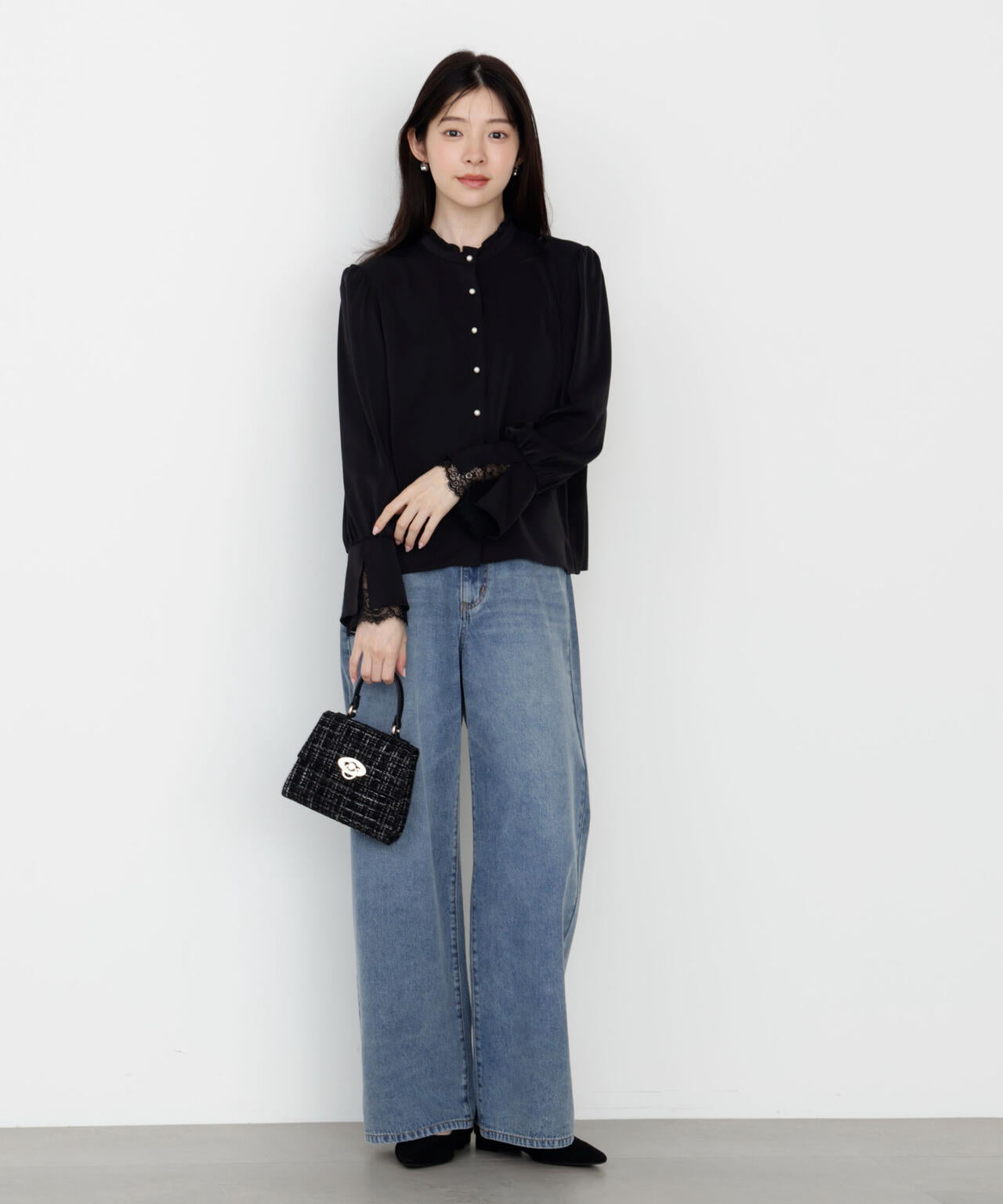 キャンディースリーブパールブラウス