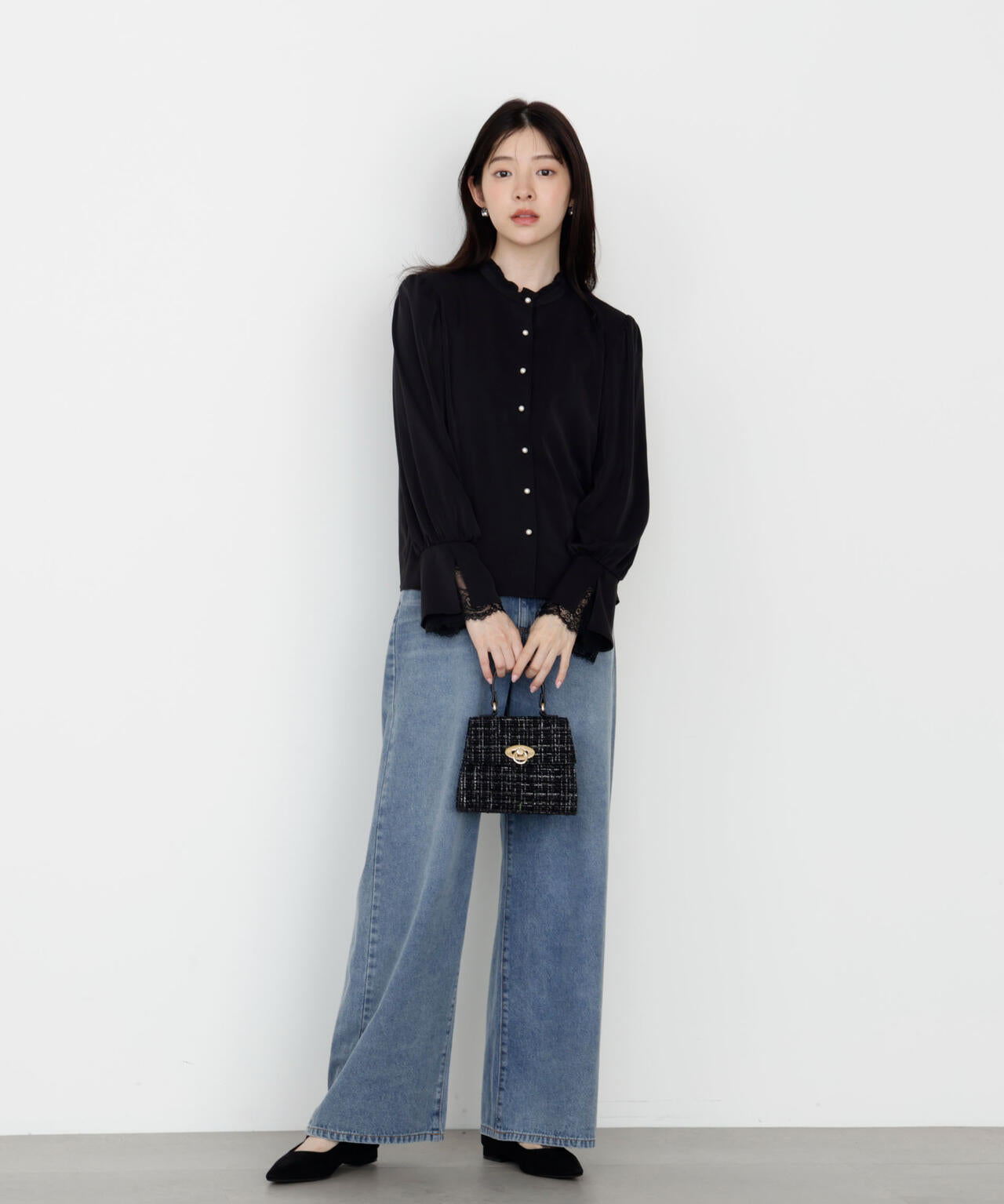 キャンディースリーブパールブラウス