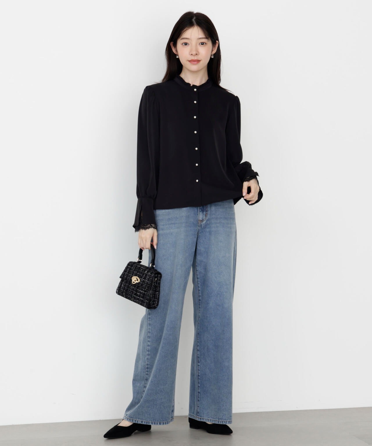 キャンディースリーブパールブラウス