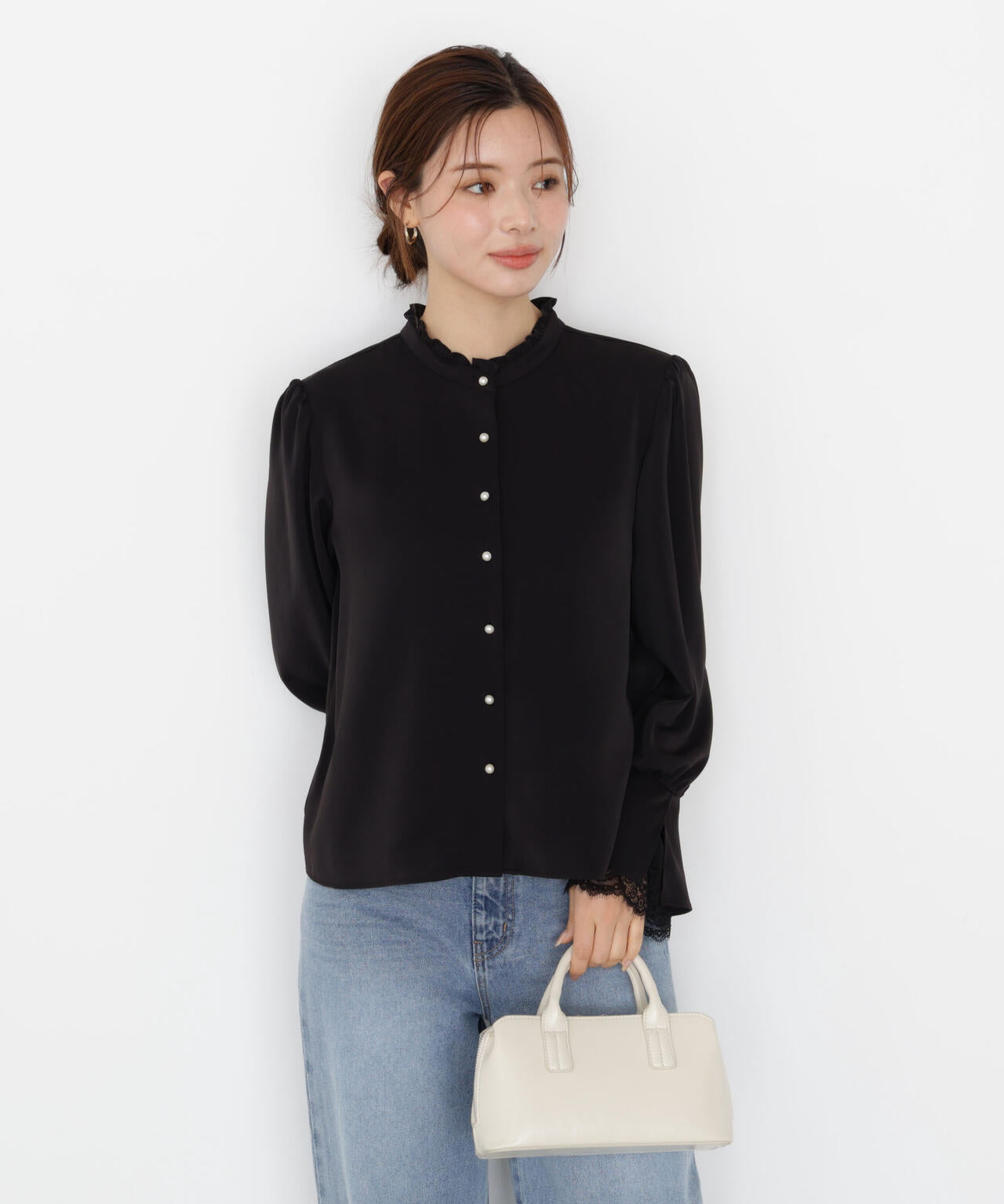 キャンディースリーブパールブラウス