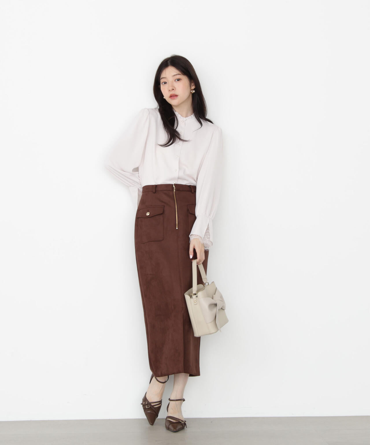 キャンディースリーブパールブラウス