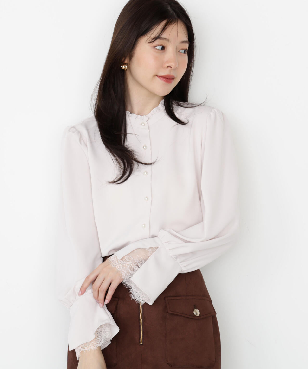 キャンディースリーブパールブラウス