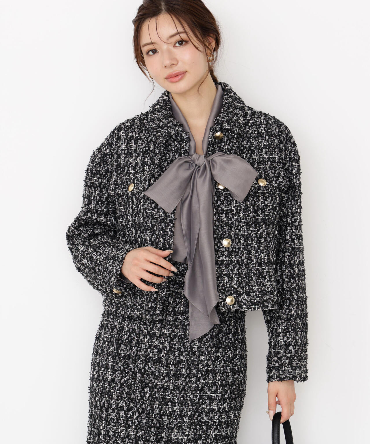 【松川星さん着用】<ウォッシャブル>シアーボウタイブラウス