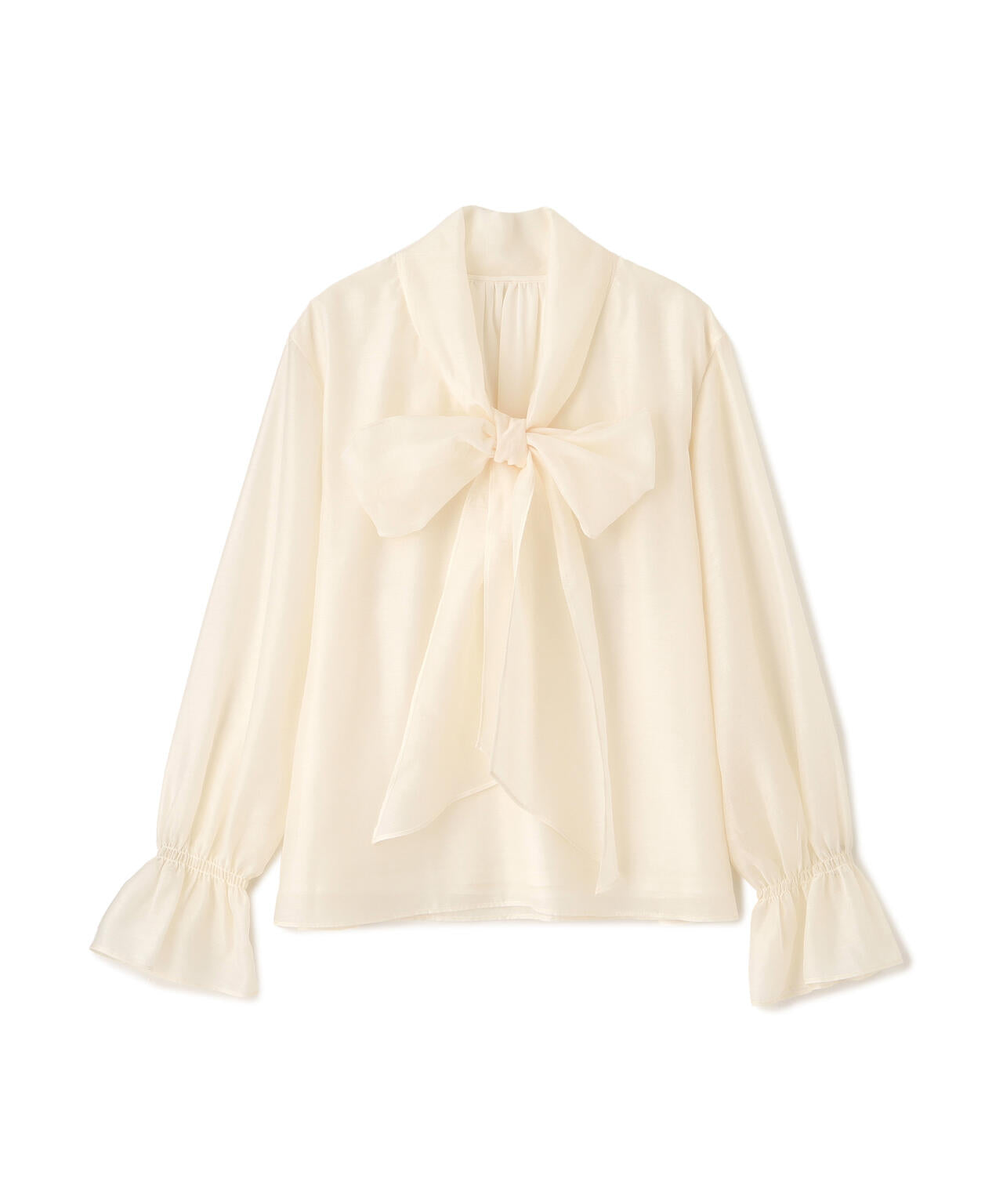 【松川星さん着用】<ウォッシャブル>シアーボウタイブラウス