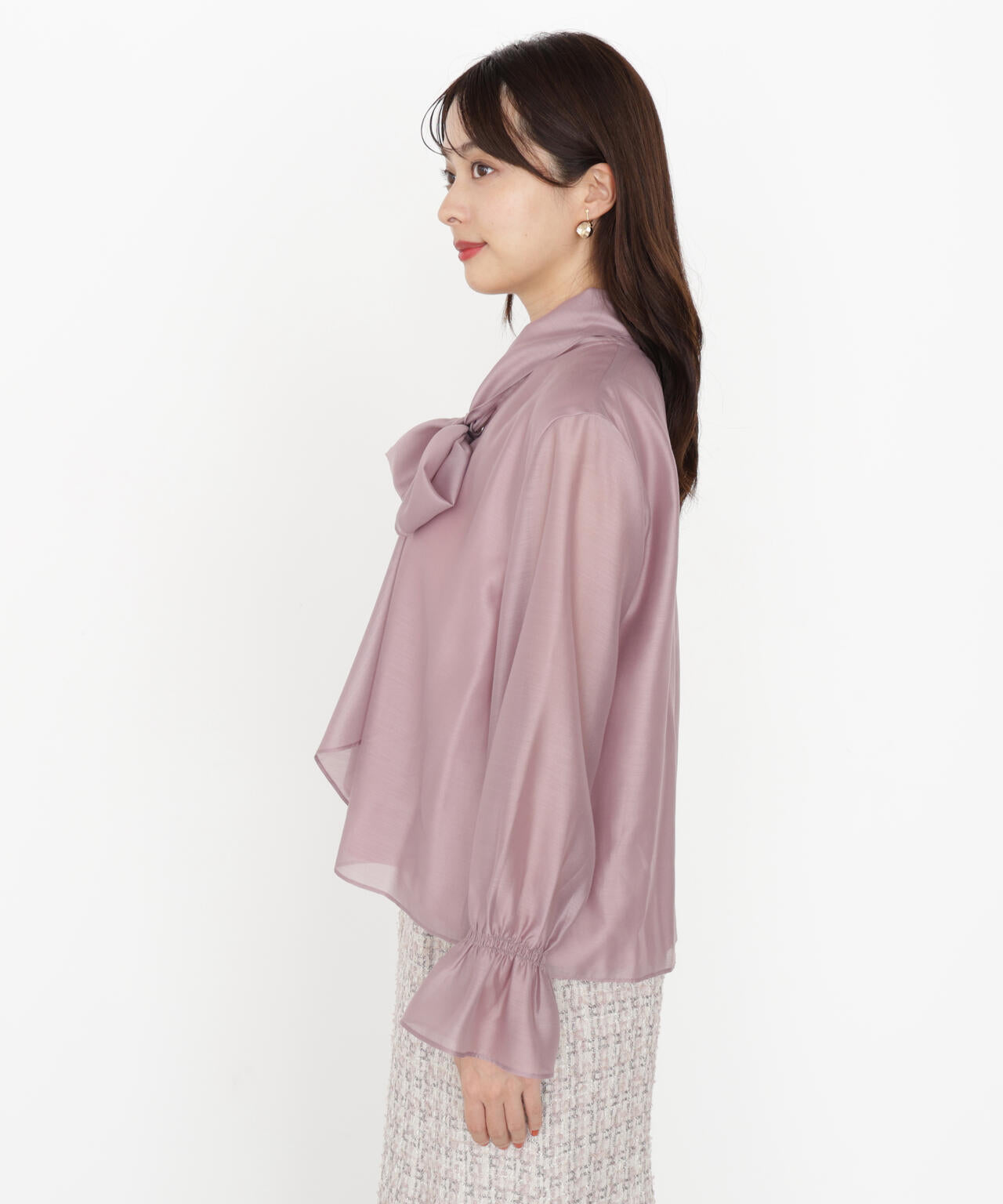 【松川星さん着用】<ウォッシャブル>シアーボウタイブラウス