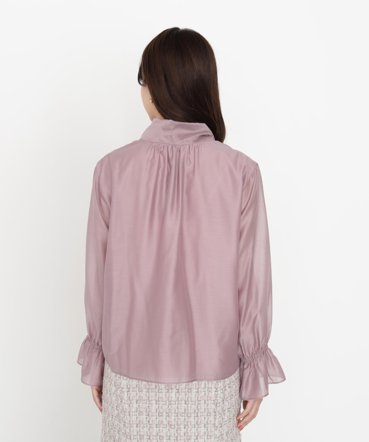 【松川星さん着用】<ウォッシャブル>シアーボウタイブラウス