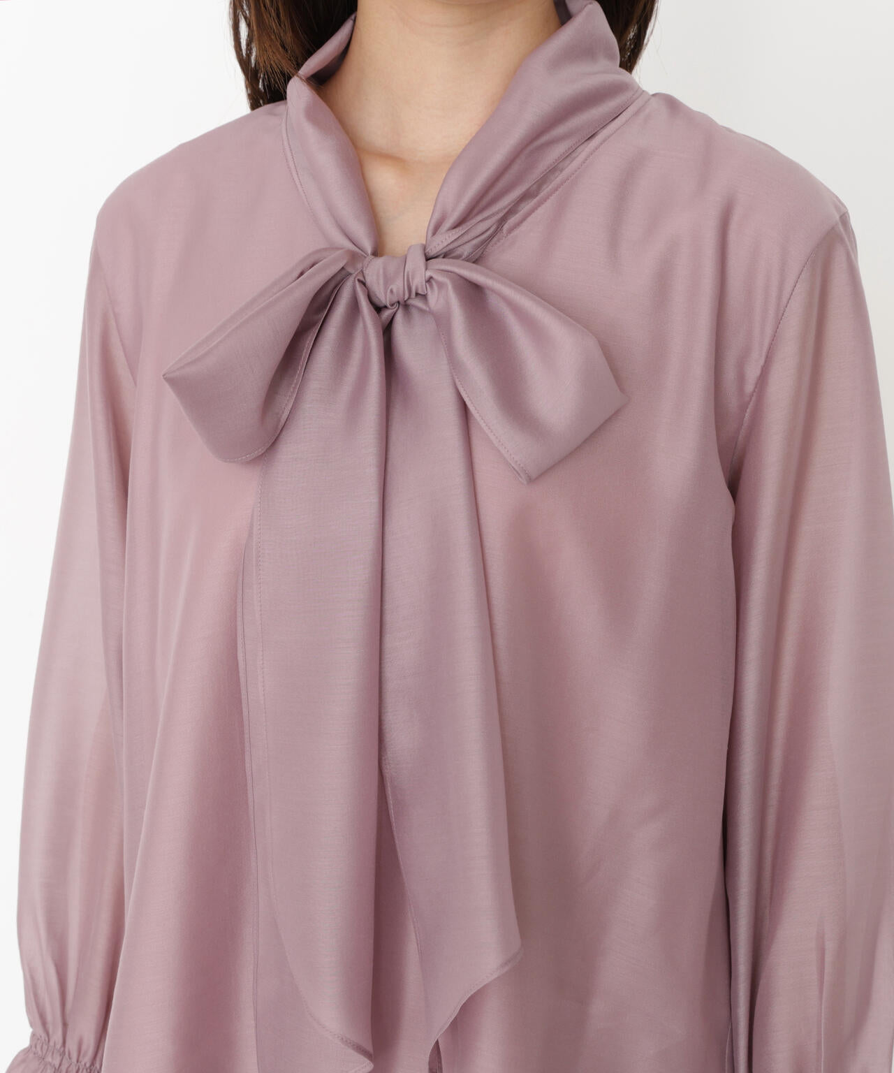 【松川星さん着用】<ウォッシャブル>シアーボウタイブラウス