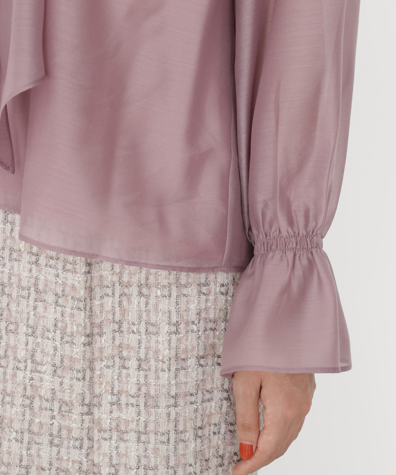 【松川星さん着用】<ウォッシャブル>シアーボウタイブラウス