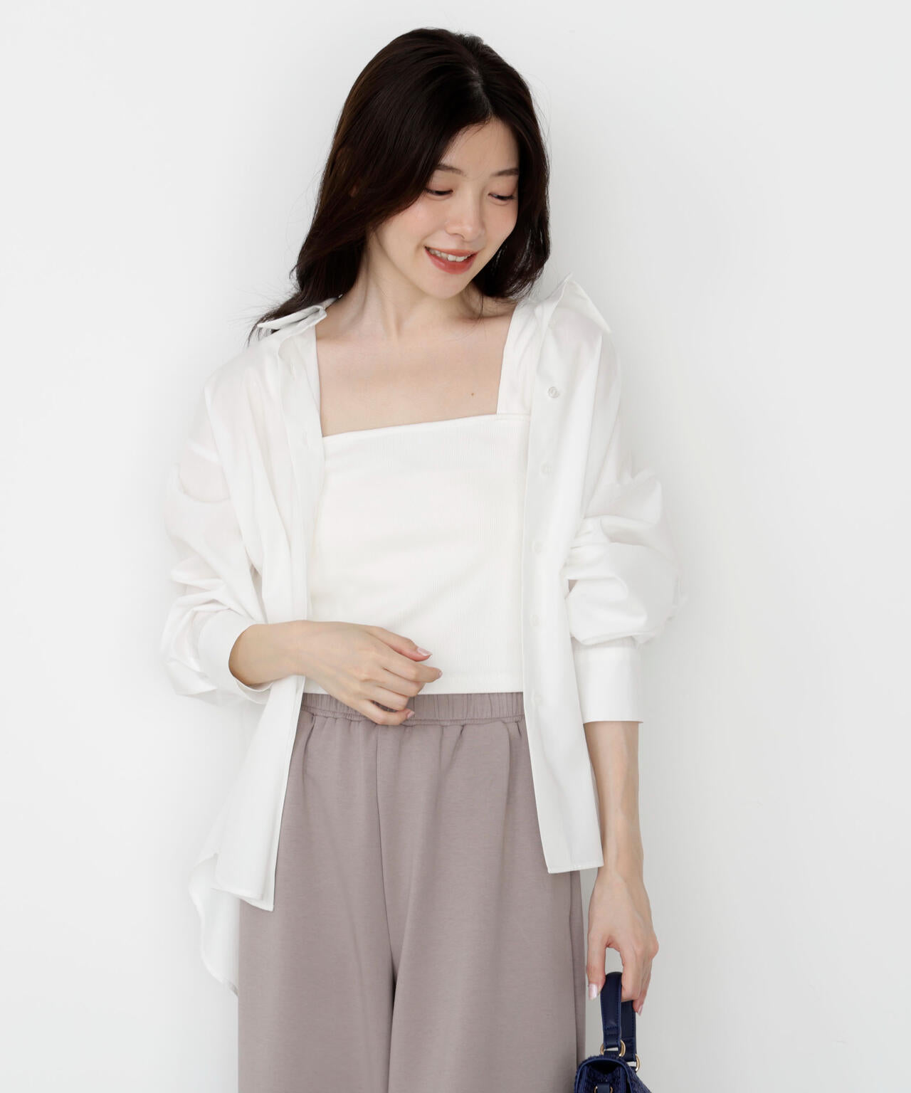 【松川星さん着用】<ウォッシャブル>バックリボンシャツ