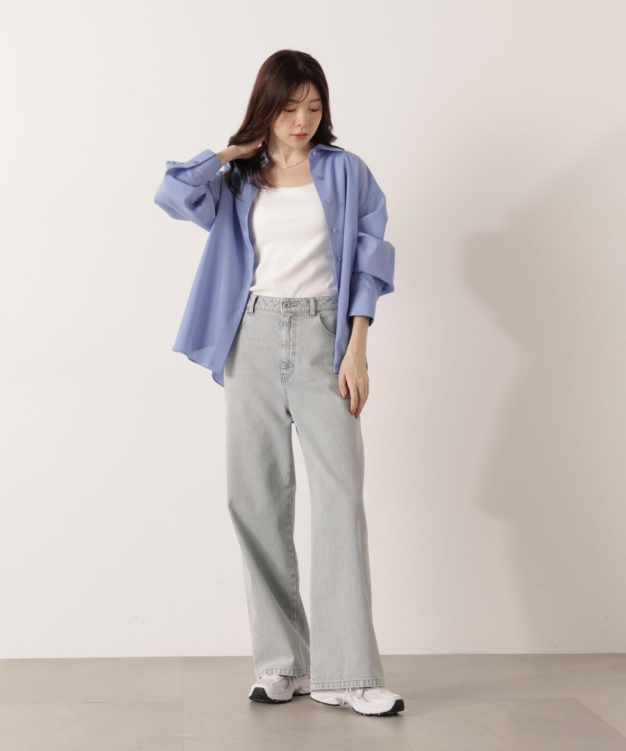 【松川星さん着用】<ウォッシャブル>バックリボンシャツ