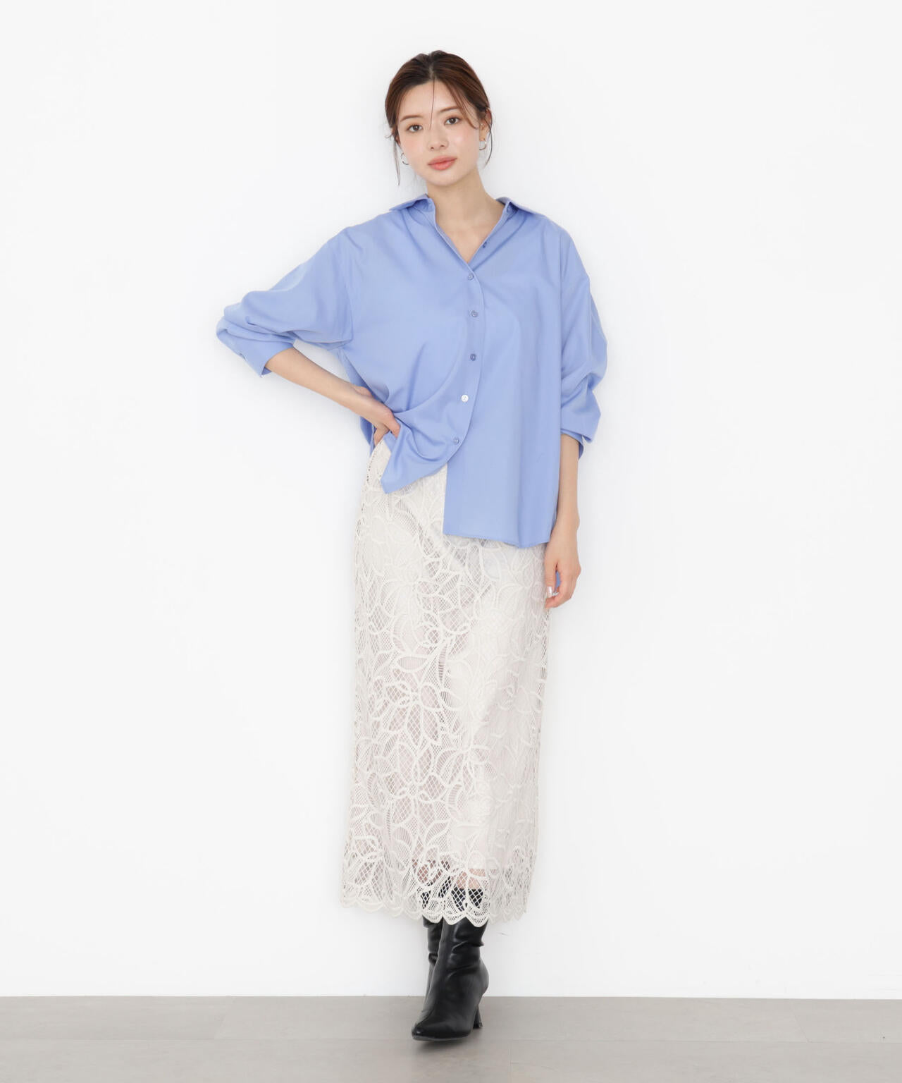 【松川星さん着用】<ウォッシャブル>バックリボンシャツ