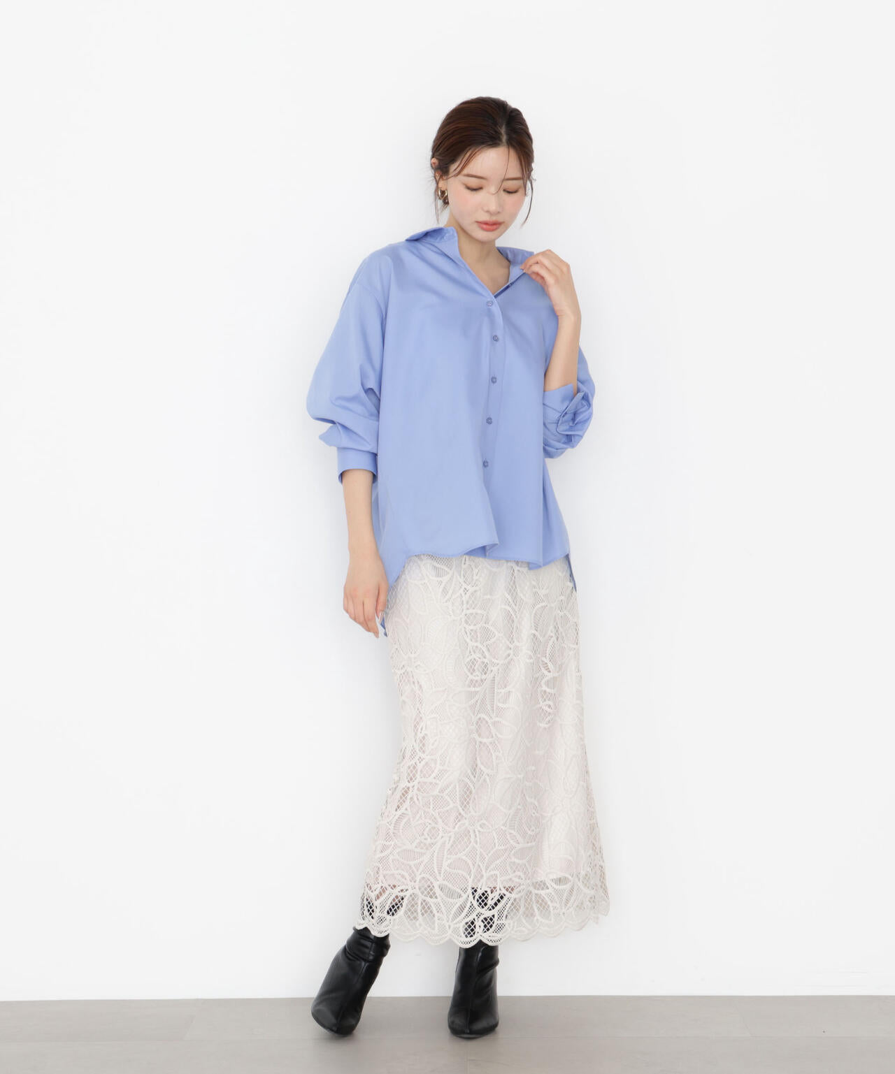 【松川星さん着用】<ウォッシャブル>バックリボンシャツ