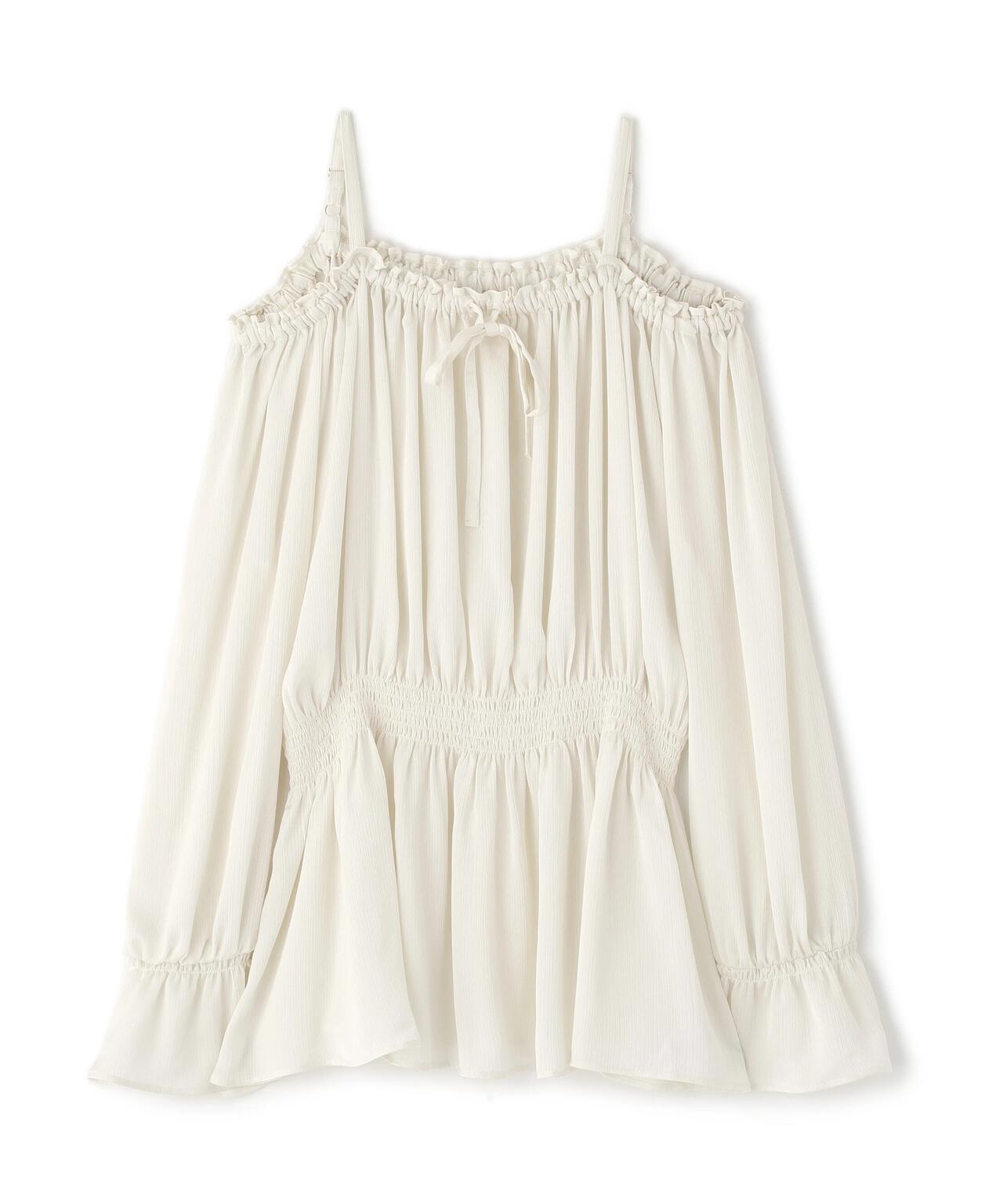 《EDIT COLOGNE》<ウォッシャブル>リボン付きオフショルブラウス