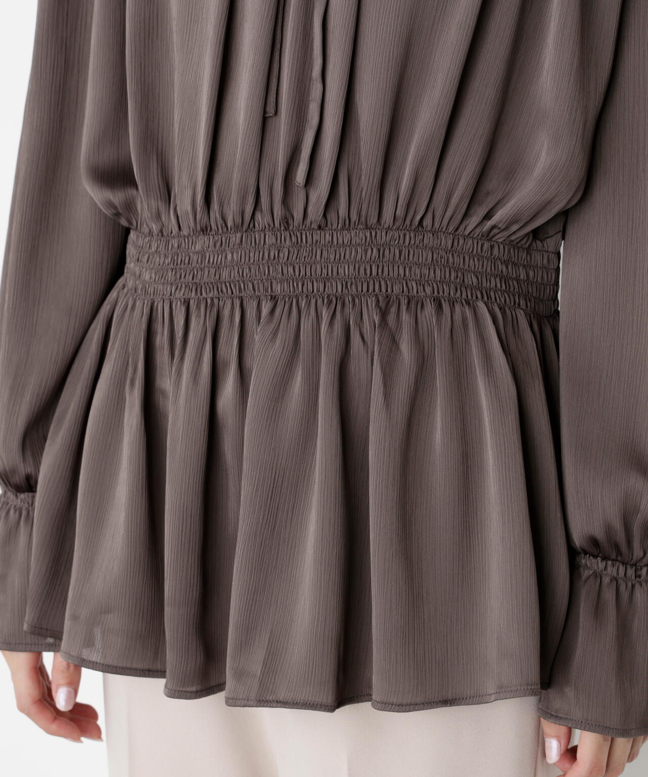 《EDIT COLOGNE》<ウォッシャブル>リボン付きオフショルブラウス