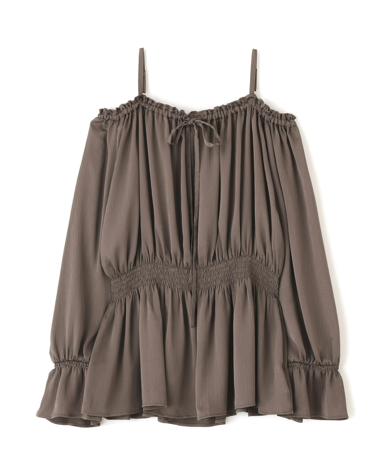 《EDIT COLOGNE》<ウォッシャブル>リボン付きオフショルブラウス