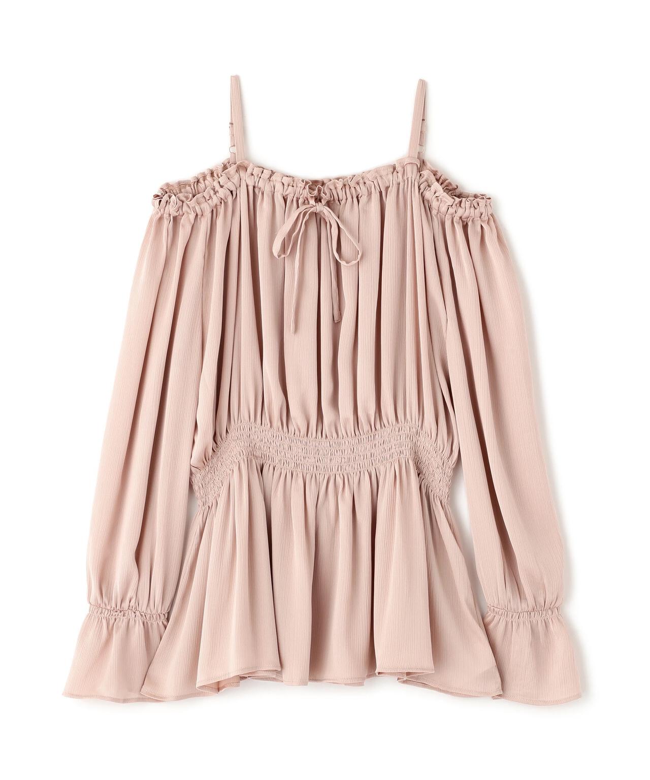 《EDIT COLOGNE》<ウォッシャブル>リボン付きオフショルブラウス