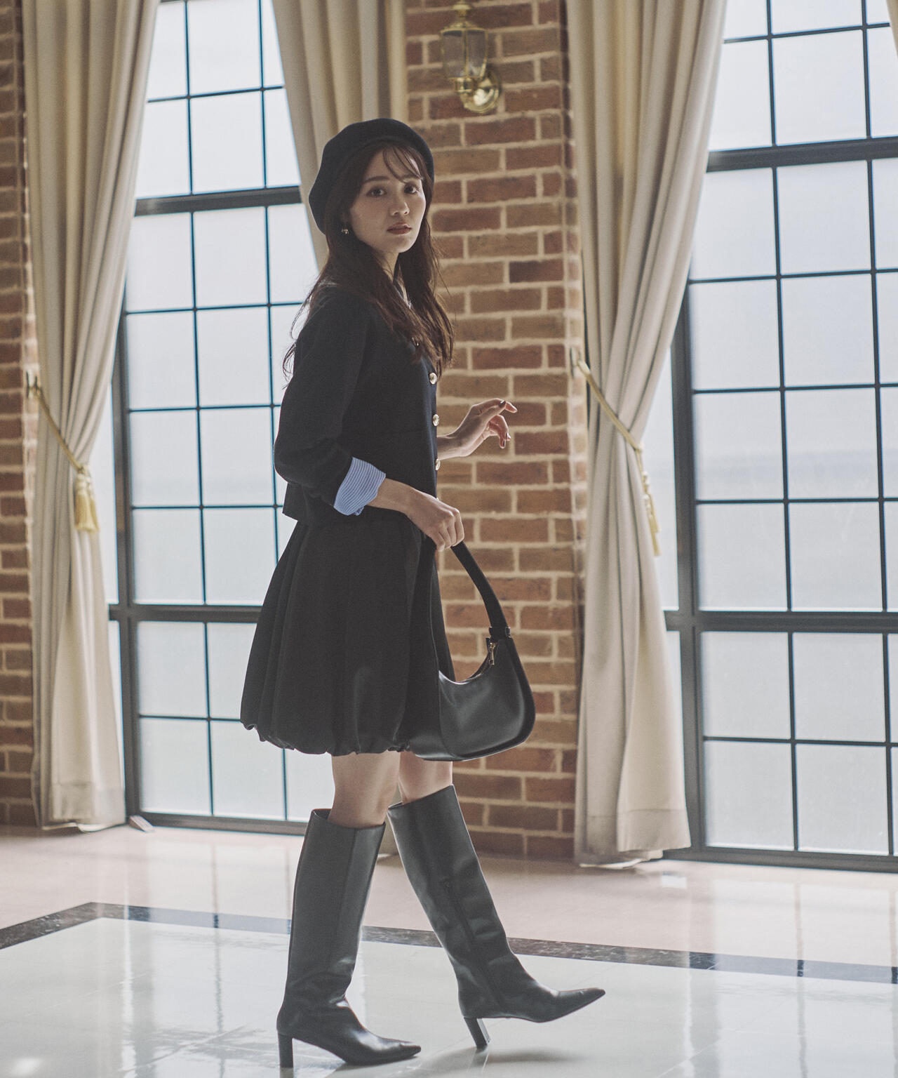 【青島心さん着用】<ウォッシャブル>バルーンミニスカート