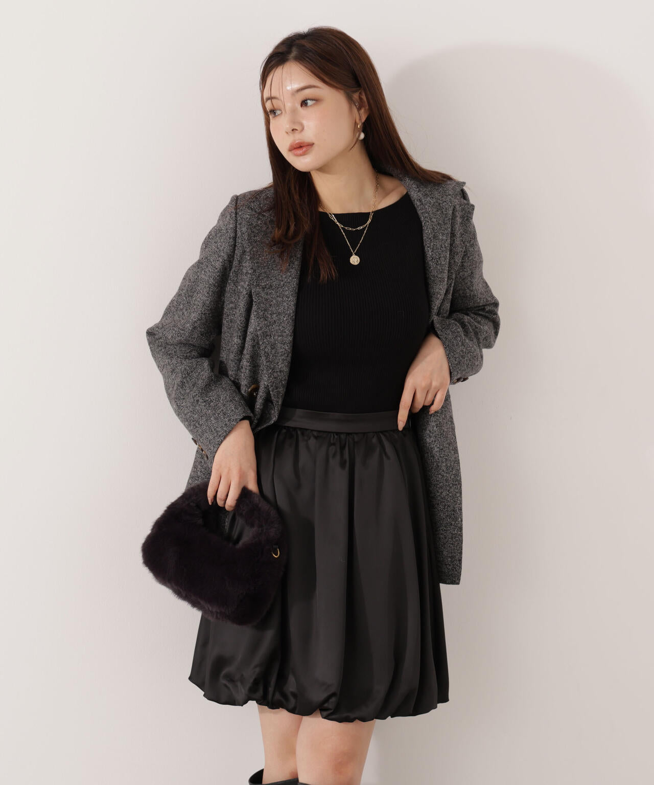 【青島心さん着用】<ウォッシャブル>バルーンミニスカート