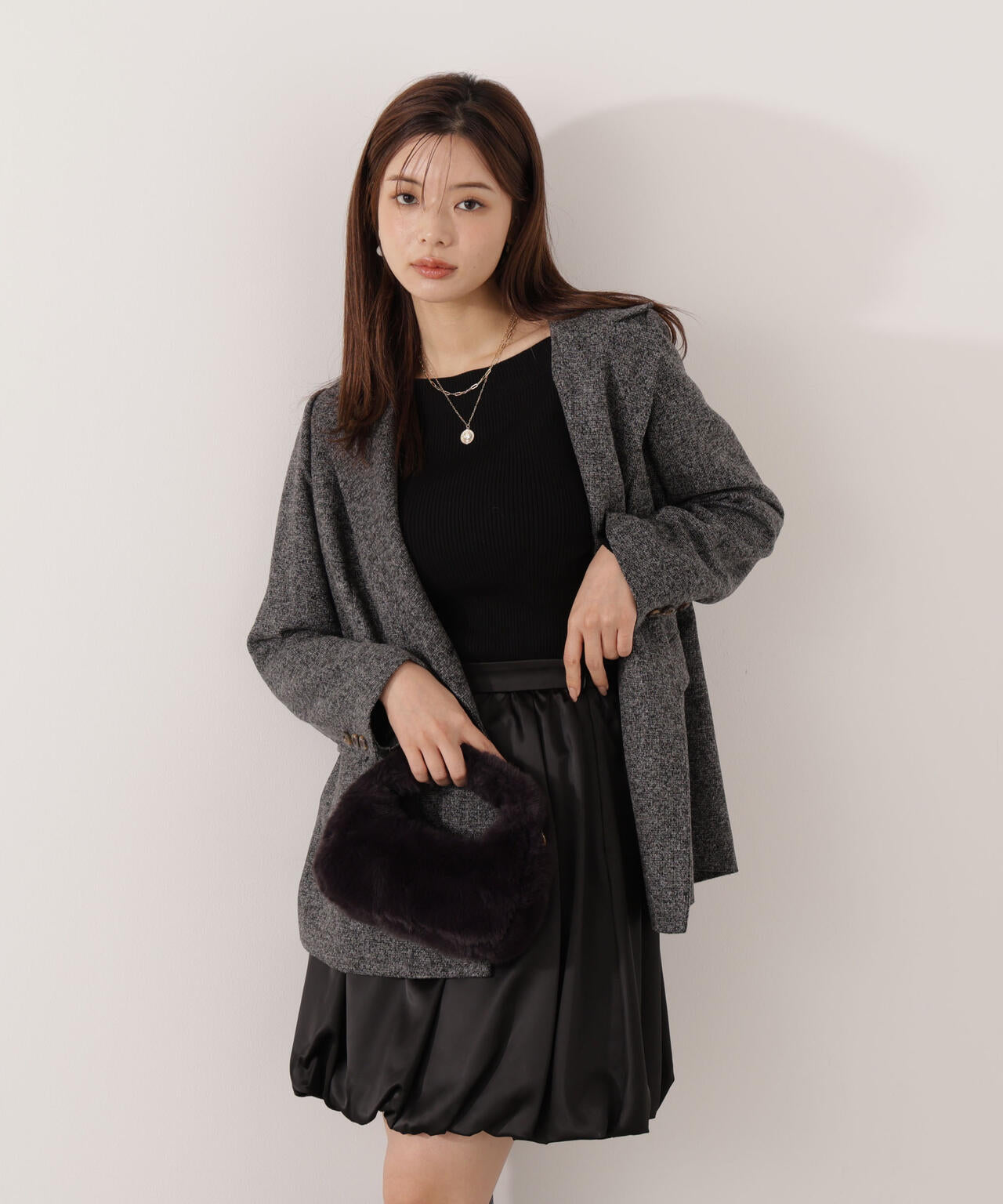 【青島心さん着用】<ウォッシャブル>バルーンミニスカート