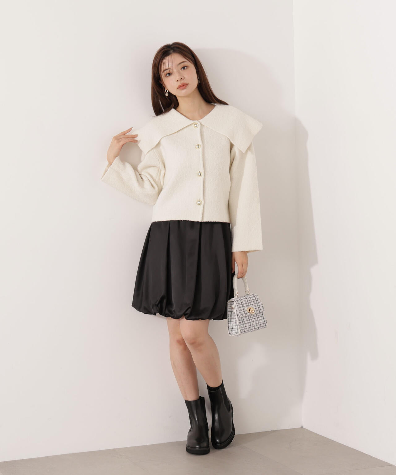 【青島心さん着用】<ウォッシャブル>バルーンミニスカート