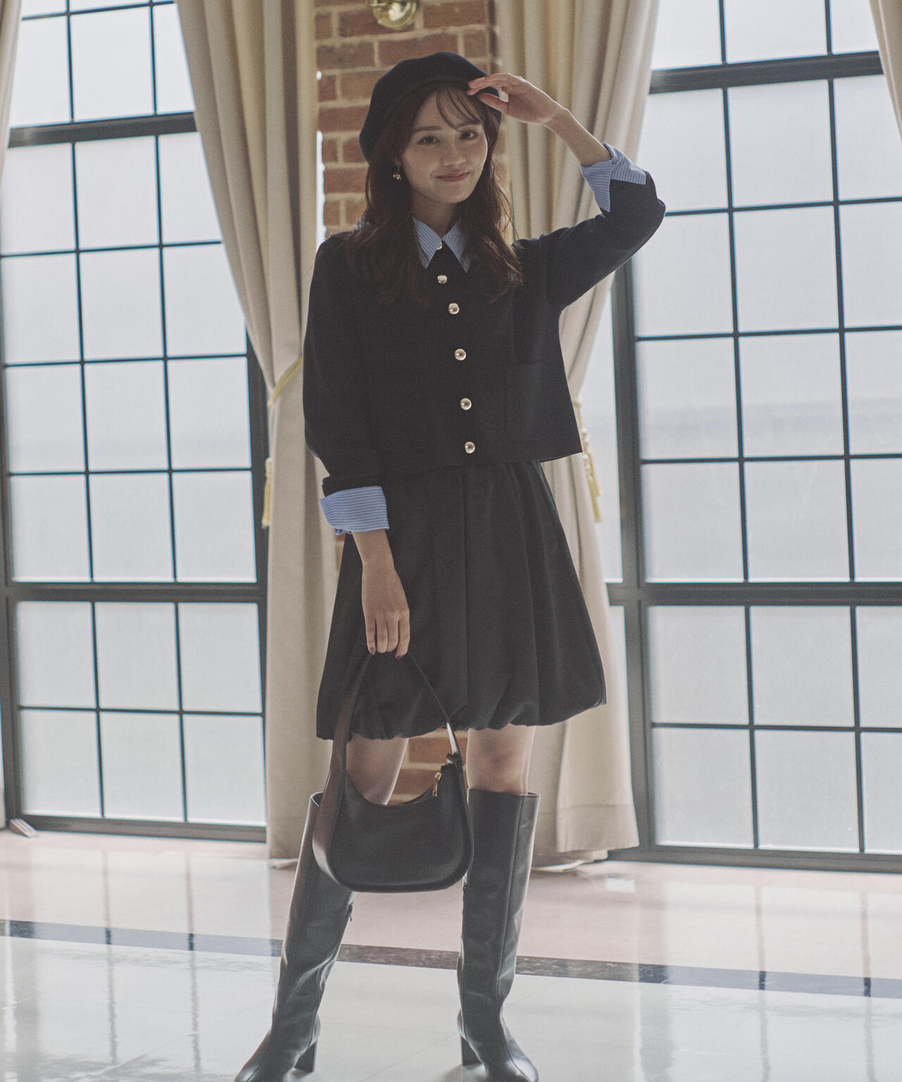 【青島心さん着用】<ウォッシャブル>バルーンミニスカート