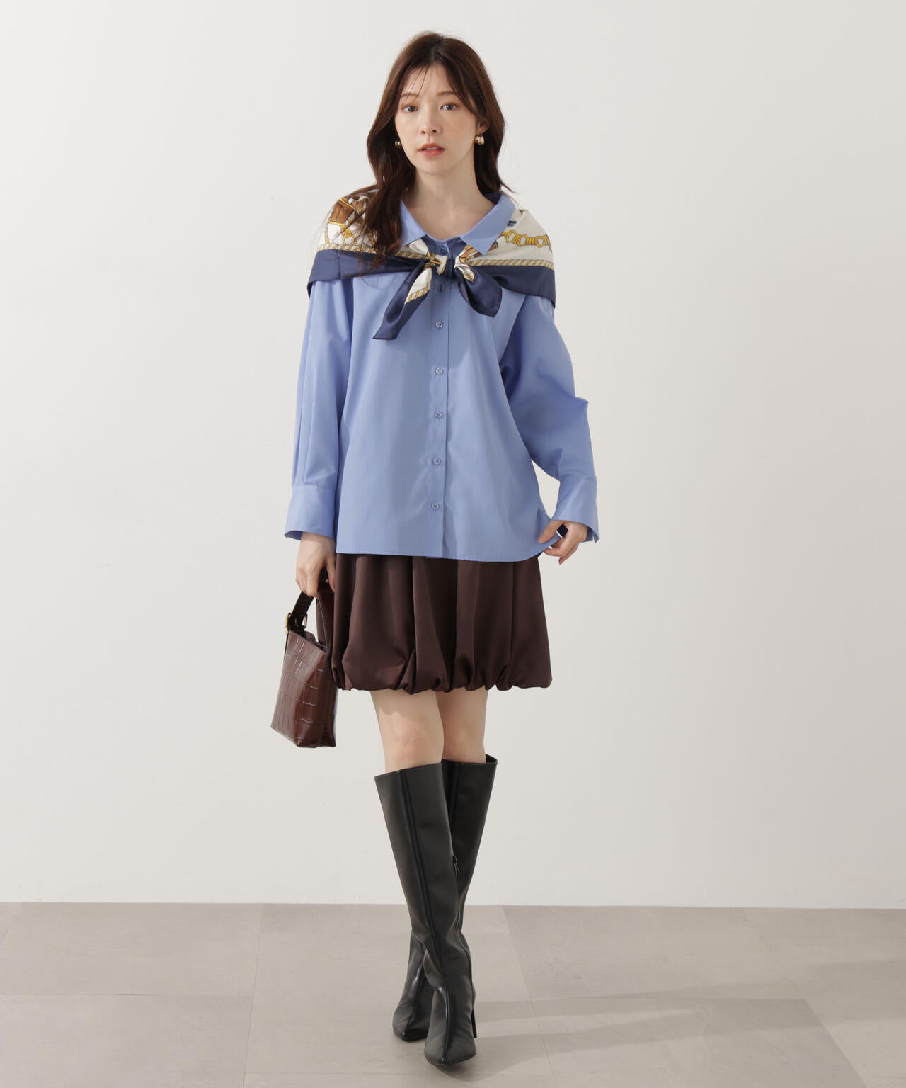 【青島心さん着用】<ウォッシャブル>バルーンミニスカート