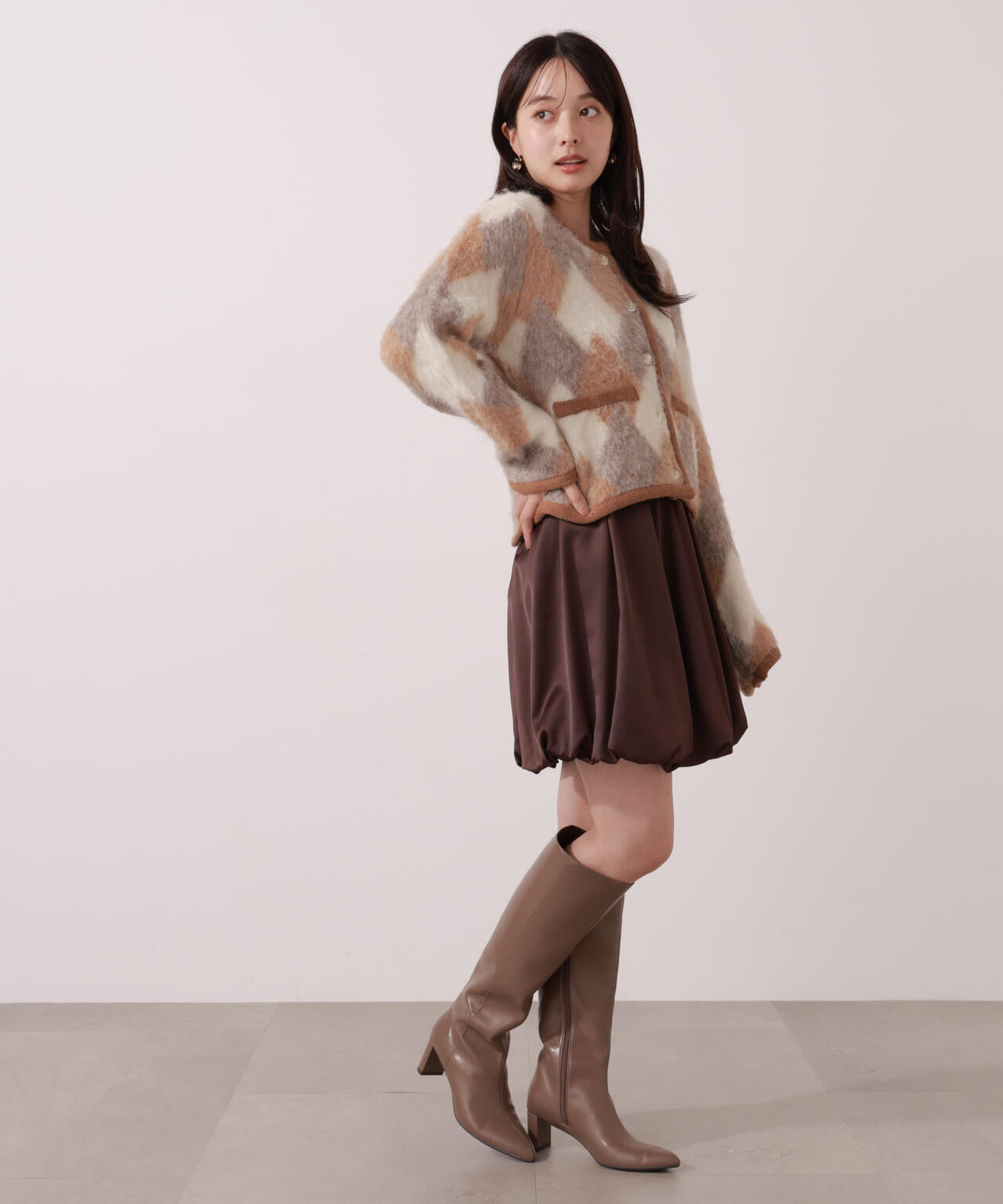 【青島心さん着用】<ウォッシャブル>バルーンミニスカート