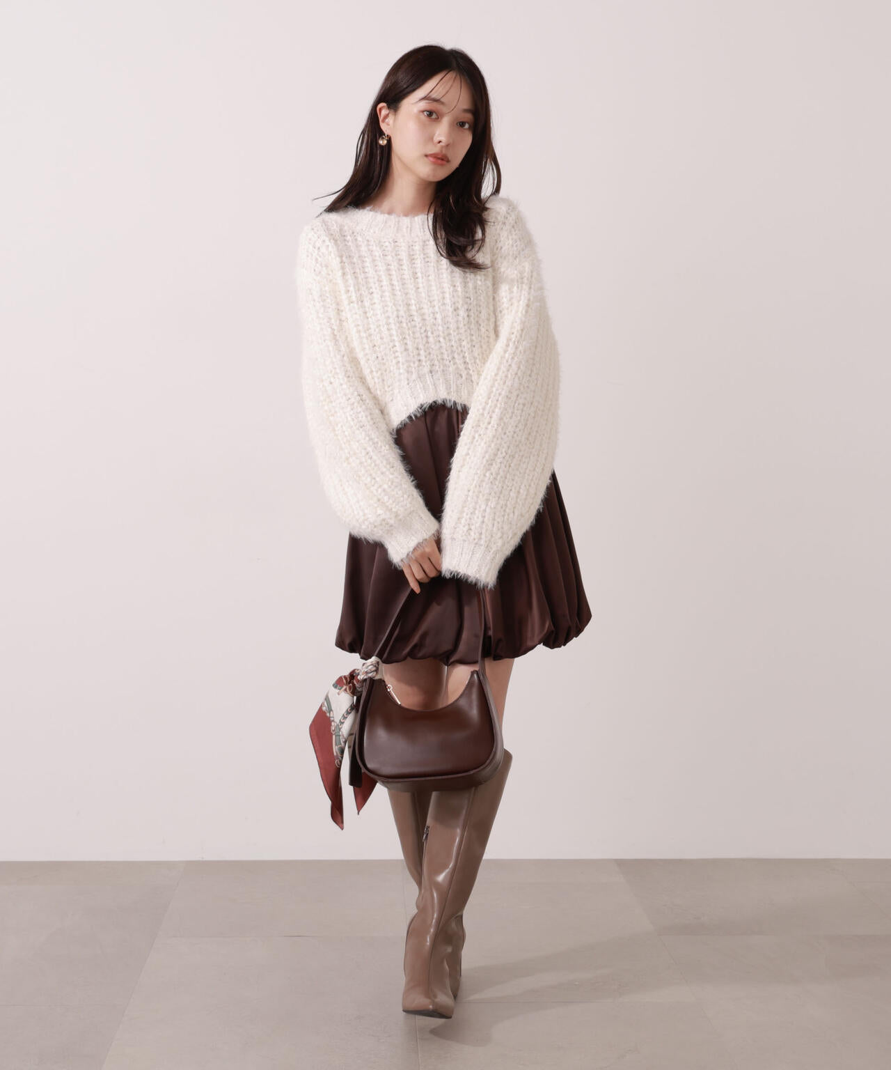 【青島心さん着用】<ウォッシャブル>バルーンミニスカート