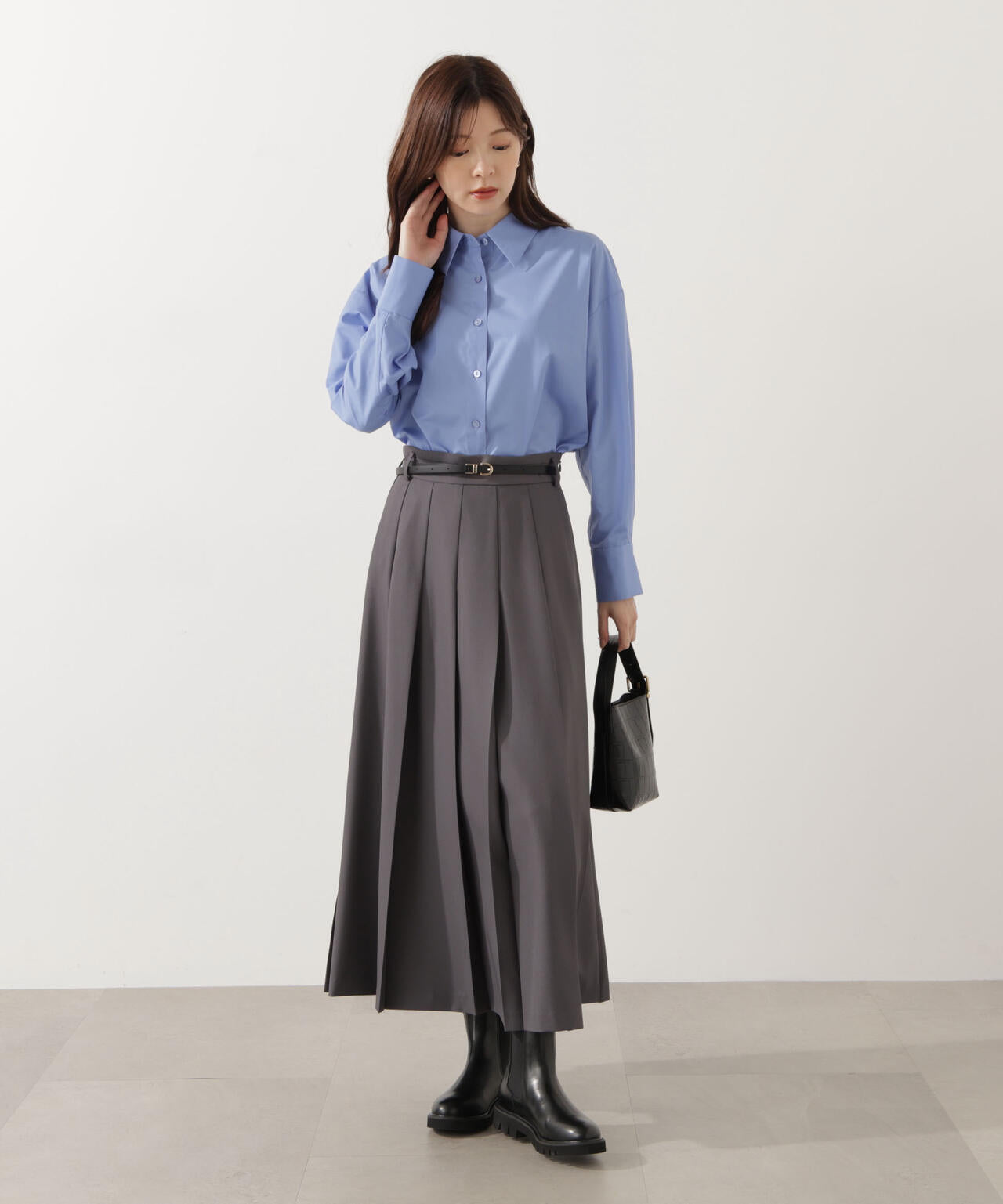 【青島心さん着用】プリーテッドスカート