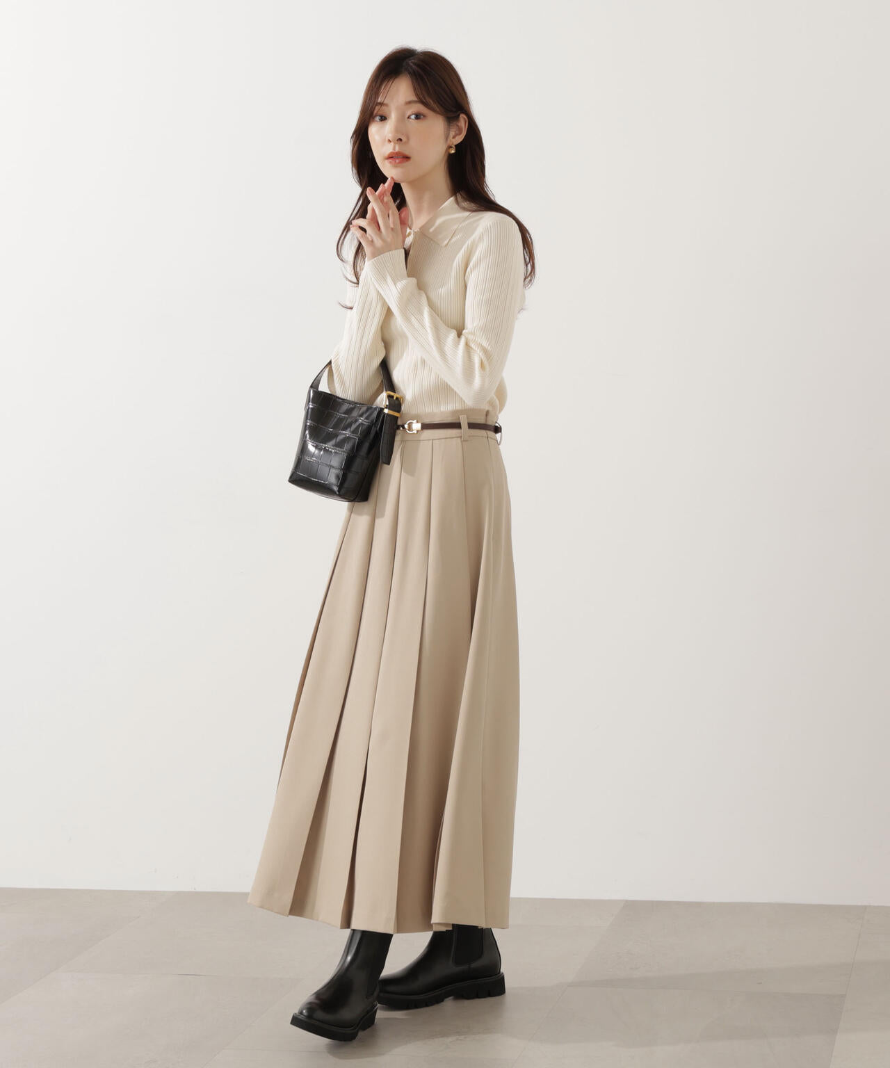 【青島心さん着用】プリーテッドスカート