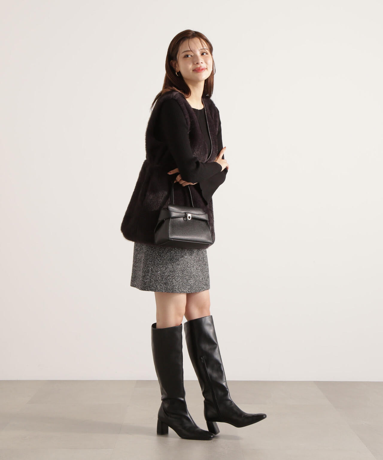 【青島心さん着用】ツイードミニスカート