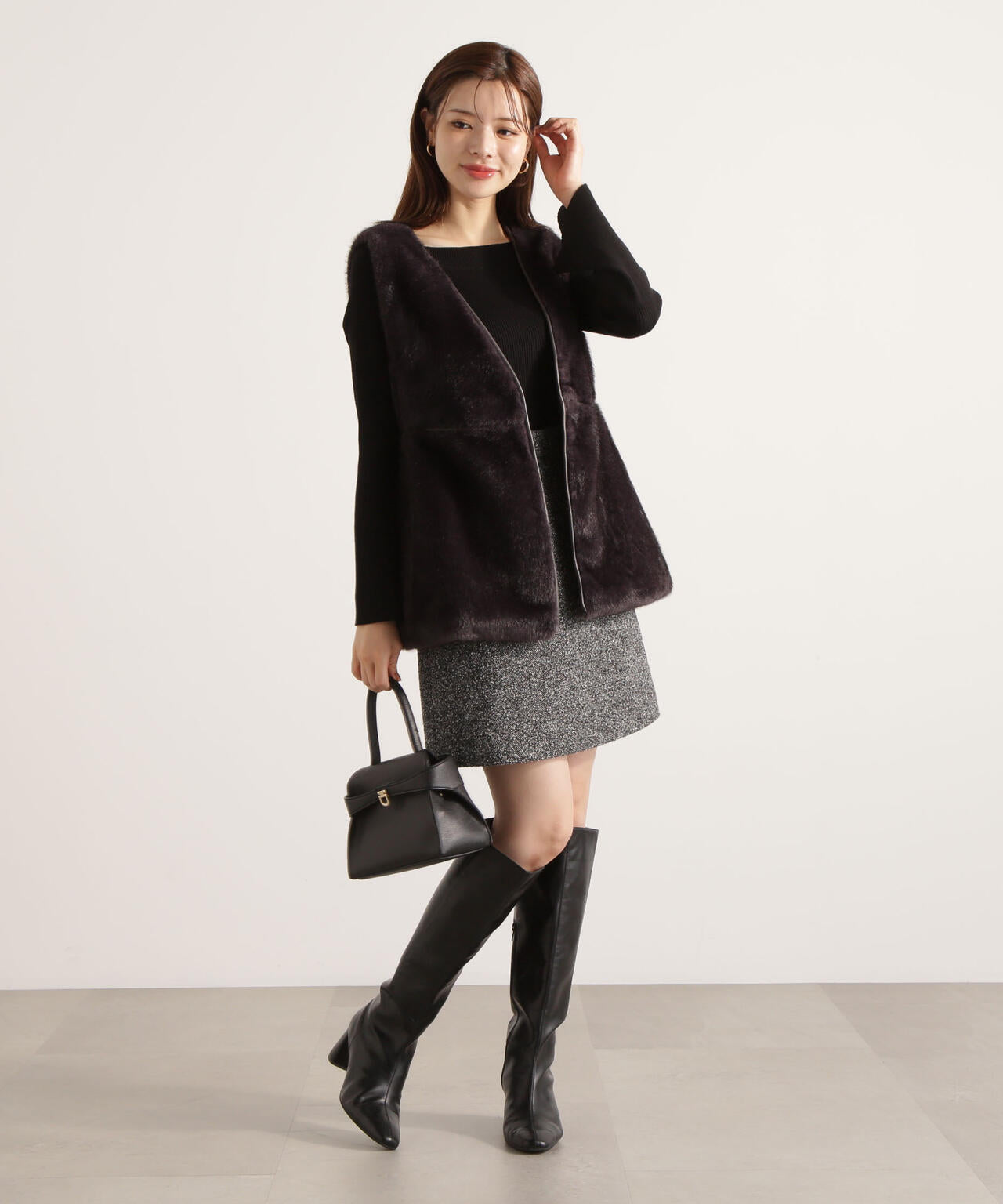 【青島心さん着用】ツイードミニスカート