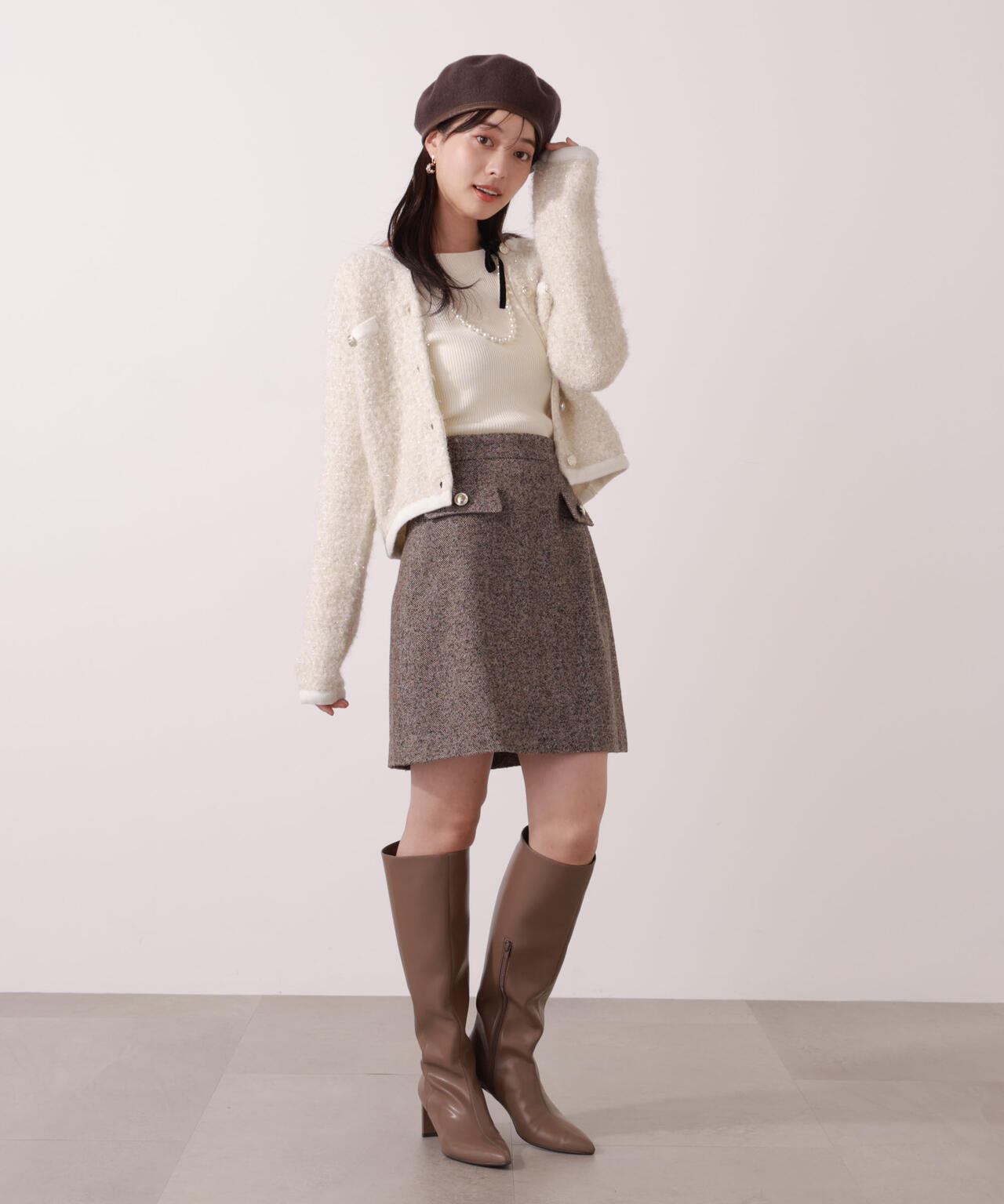 【青島心さん着用】ツイードミニスカート