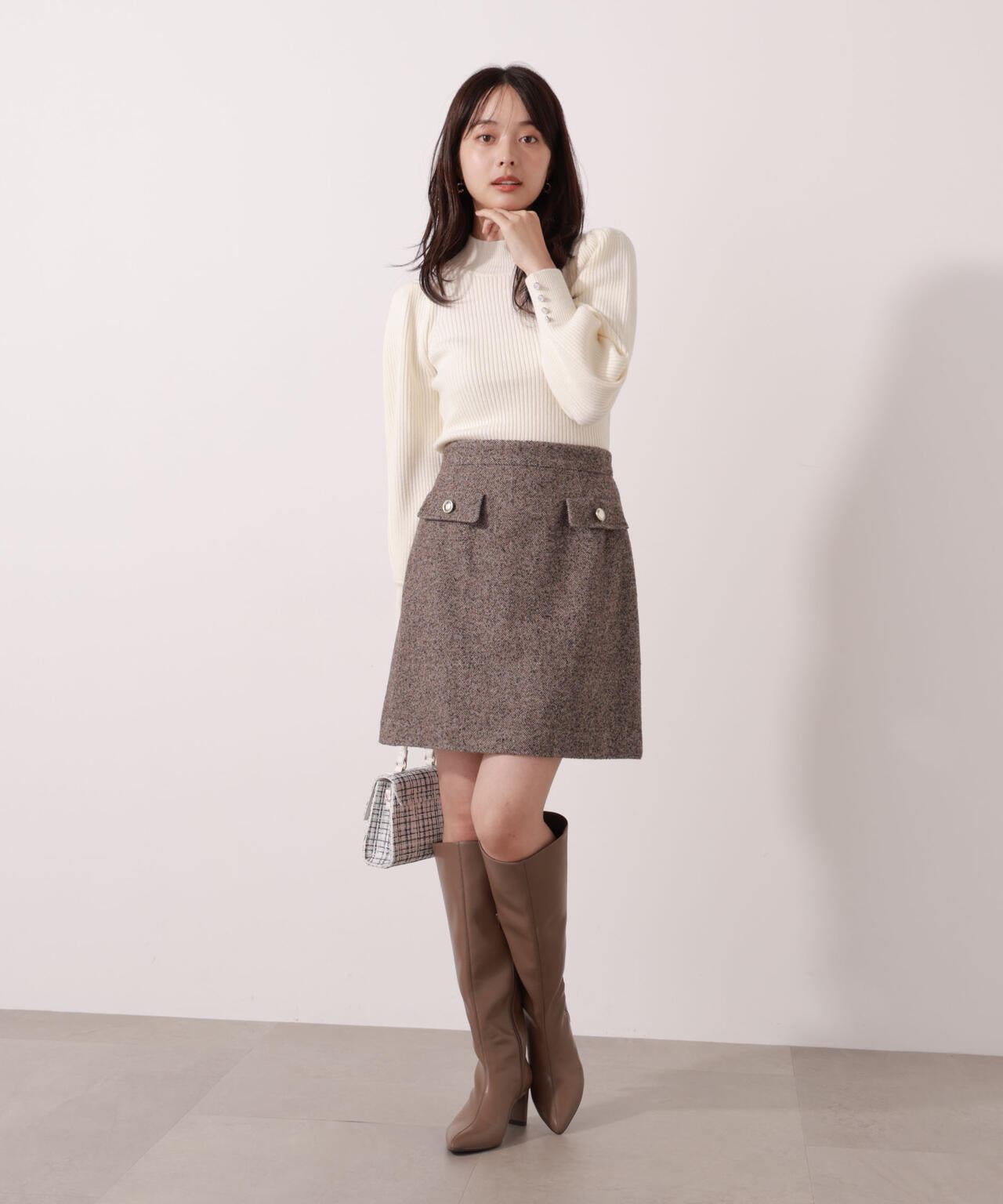 【青島心さん着用】ツイードミニスカート