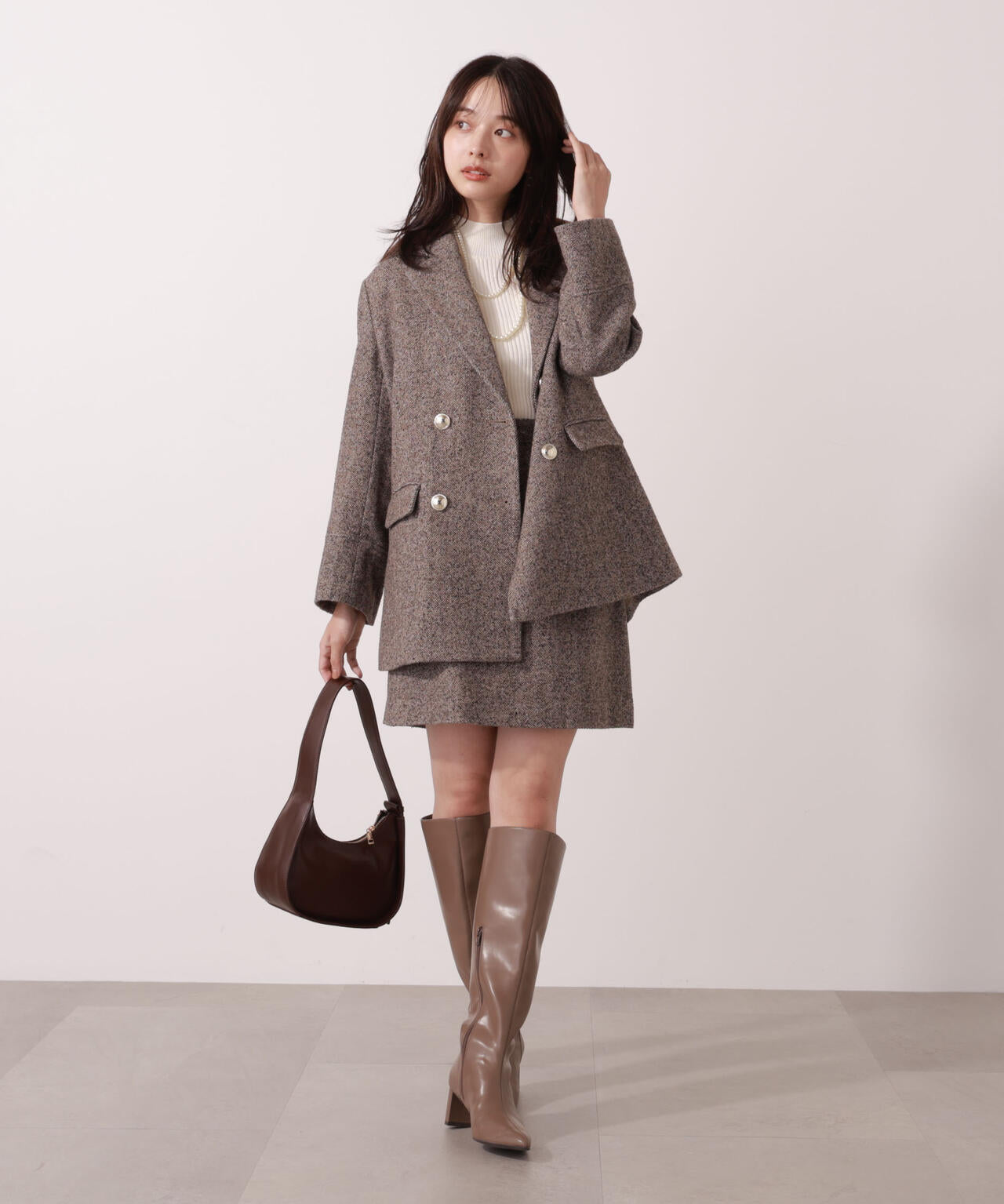 【青島心さん着用】ツイードミニスカート