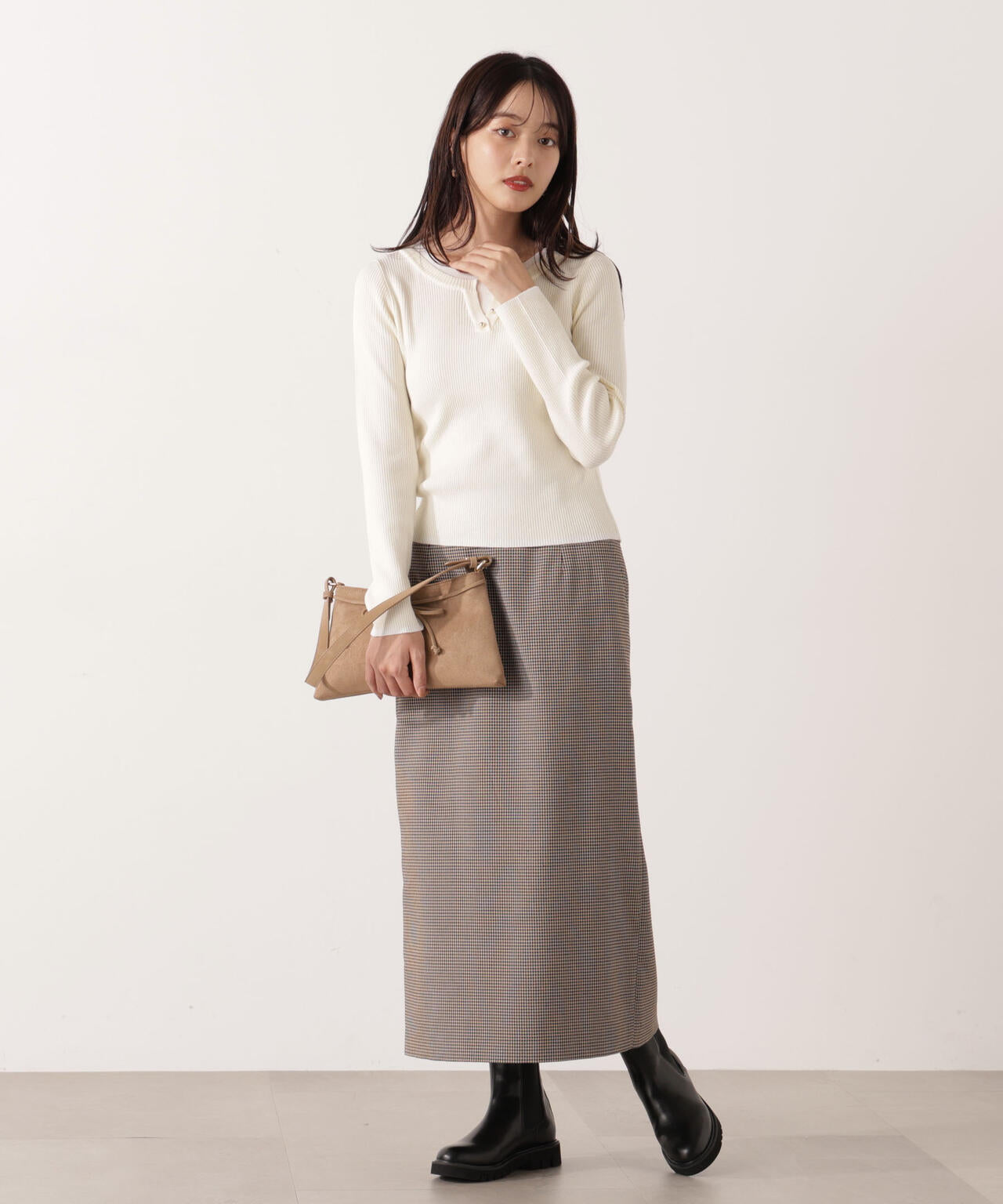 【加藤栞さん着用】ギンガムナロータイトスカート
