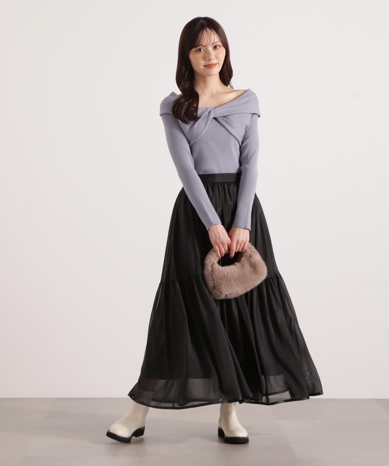 【加藤栞さん着用】シアーティアードスカート