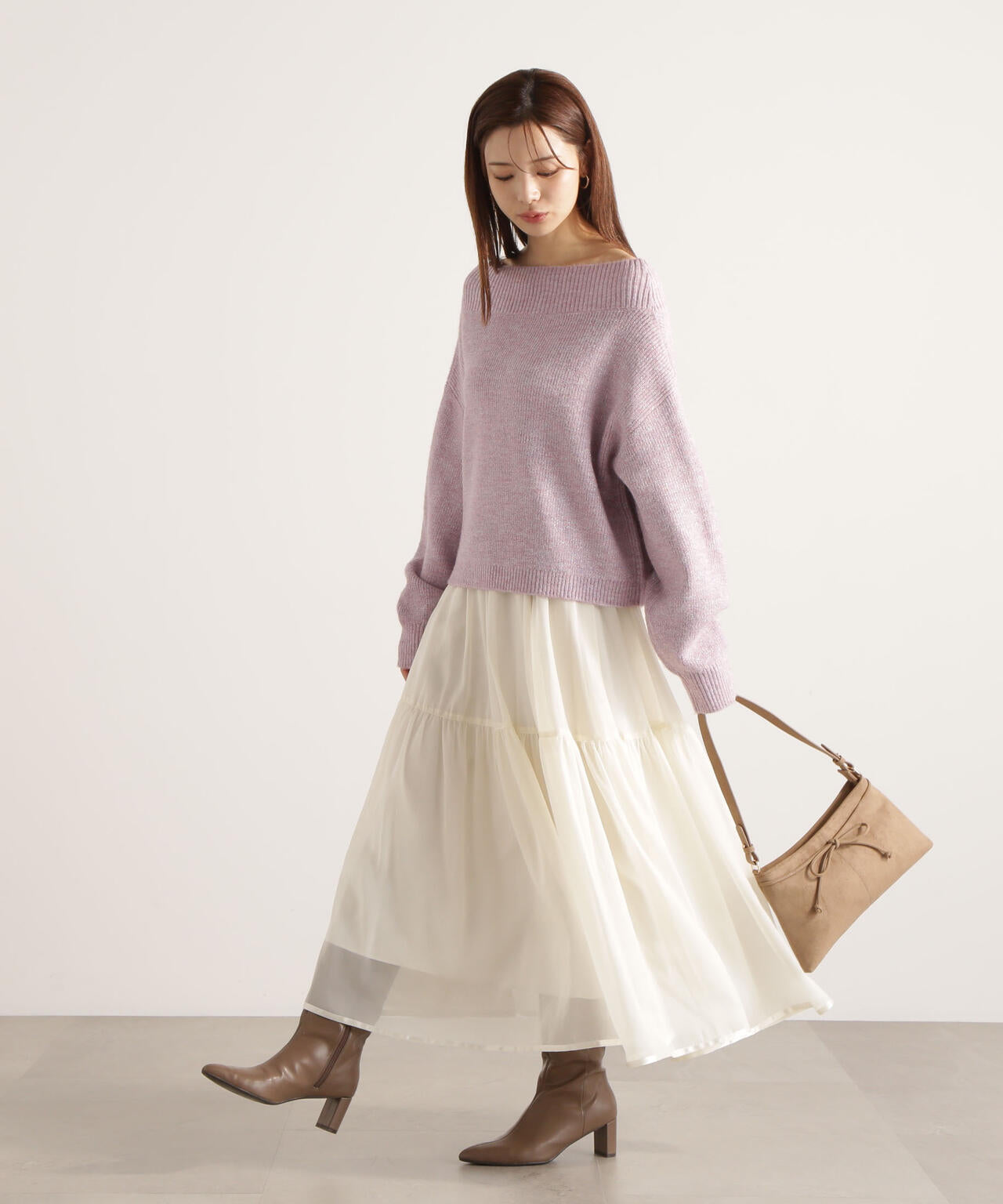 【加藤栞さん着用】シアーティアードスカート